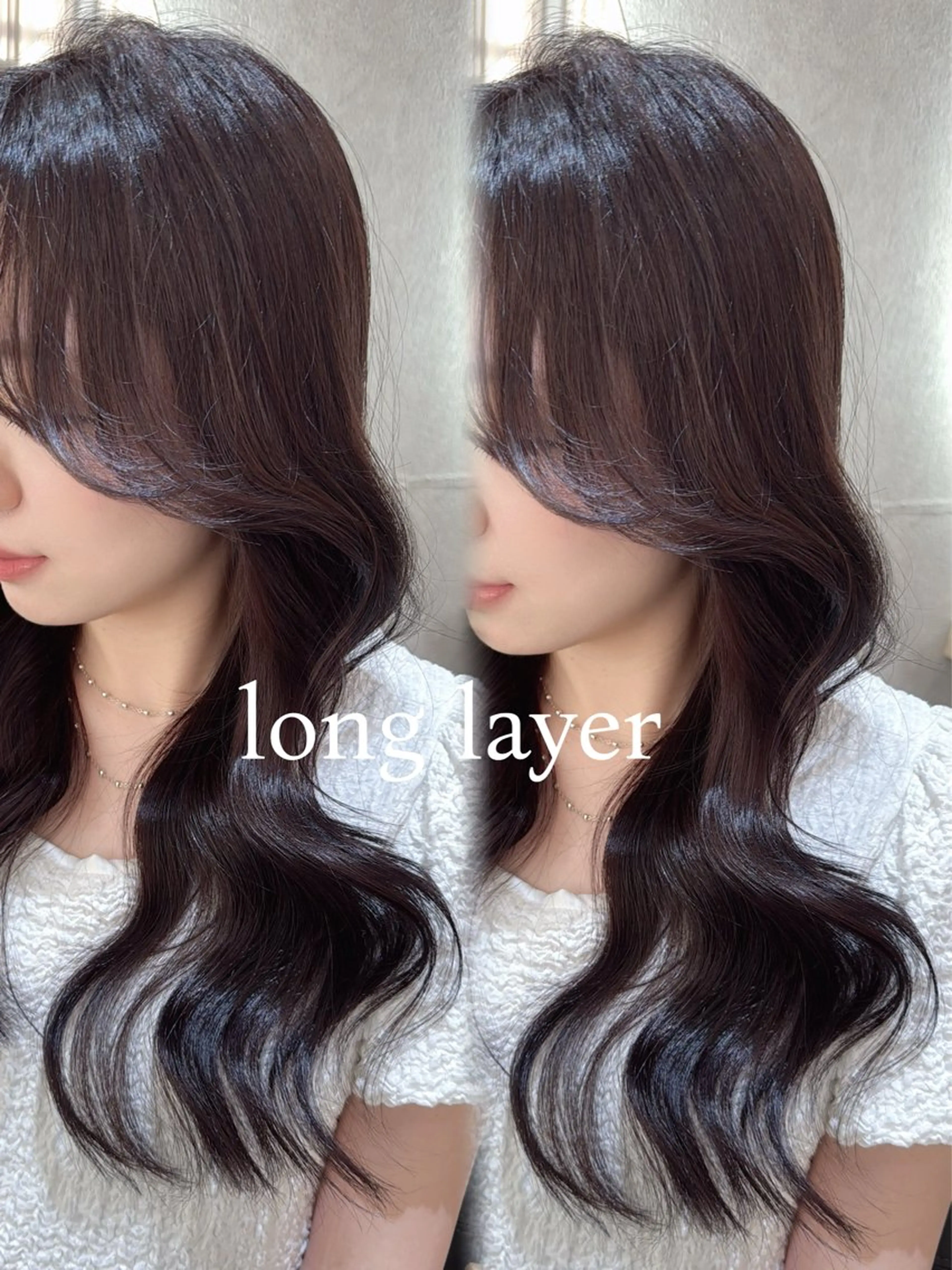 ロング カラー レイヤーカット❤︎ 韓国ヘア❤︎YUKAのヘアスタイル