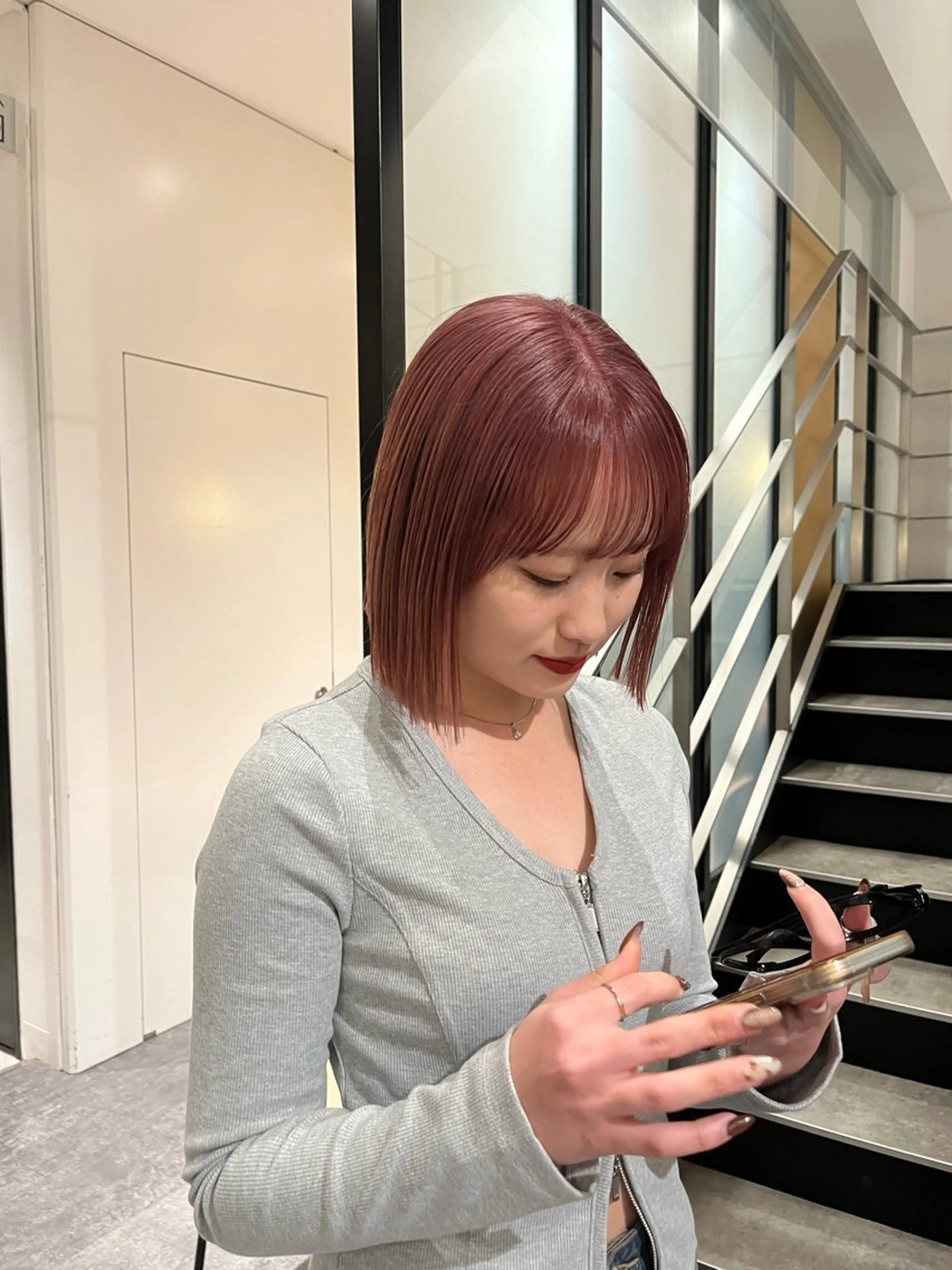 ミディアム カラー カット ヘアカラー GO TODAY SHAiRE SALON 原宿本店所属・河内康太/ハイトーン ダブルカラー/艶髪のヘアスタイル