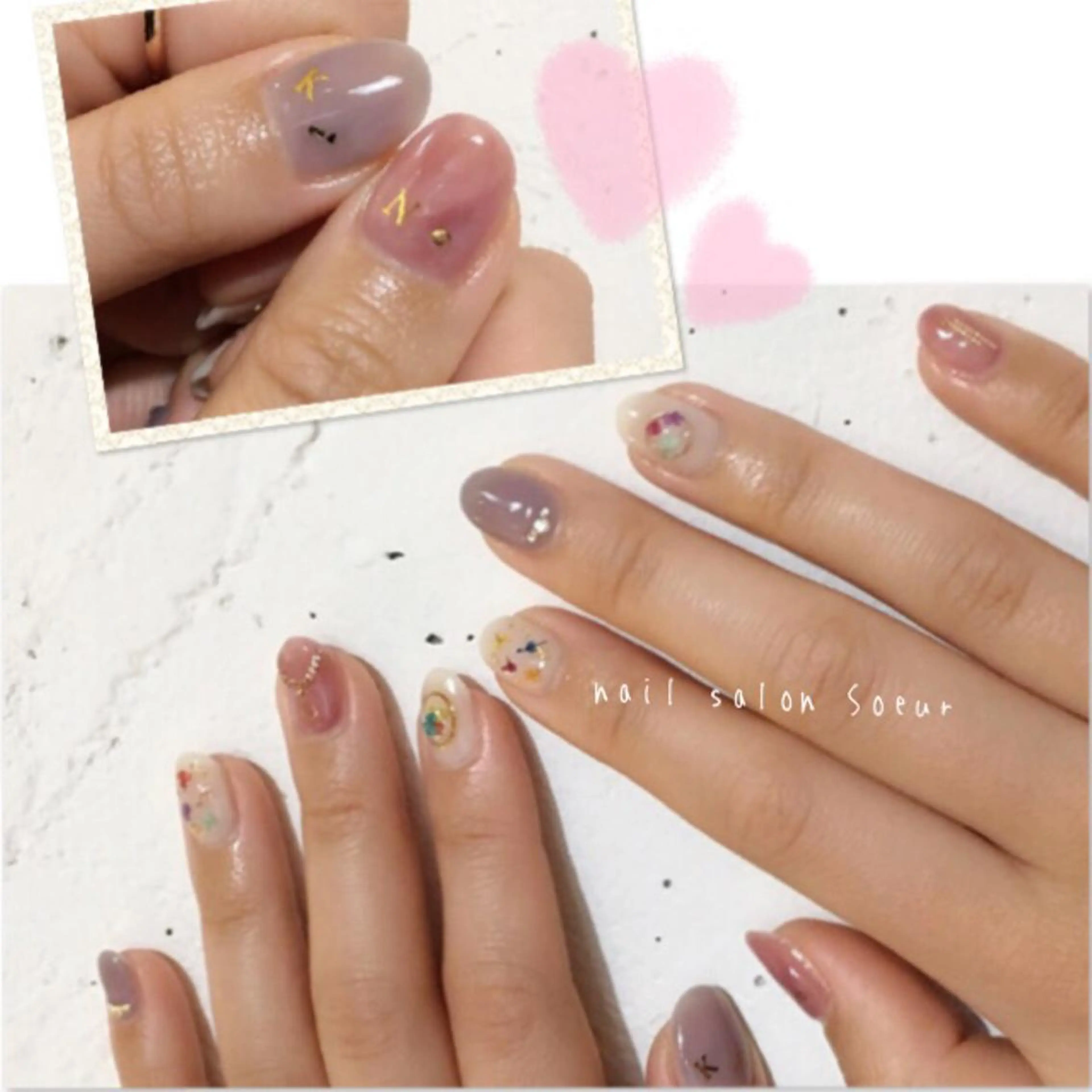 ネイル アートネイル フラワーネイル ジェルネイル 持ち込み ピンク ハンドネイル nail salon Soeurのネイルデザイン
