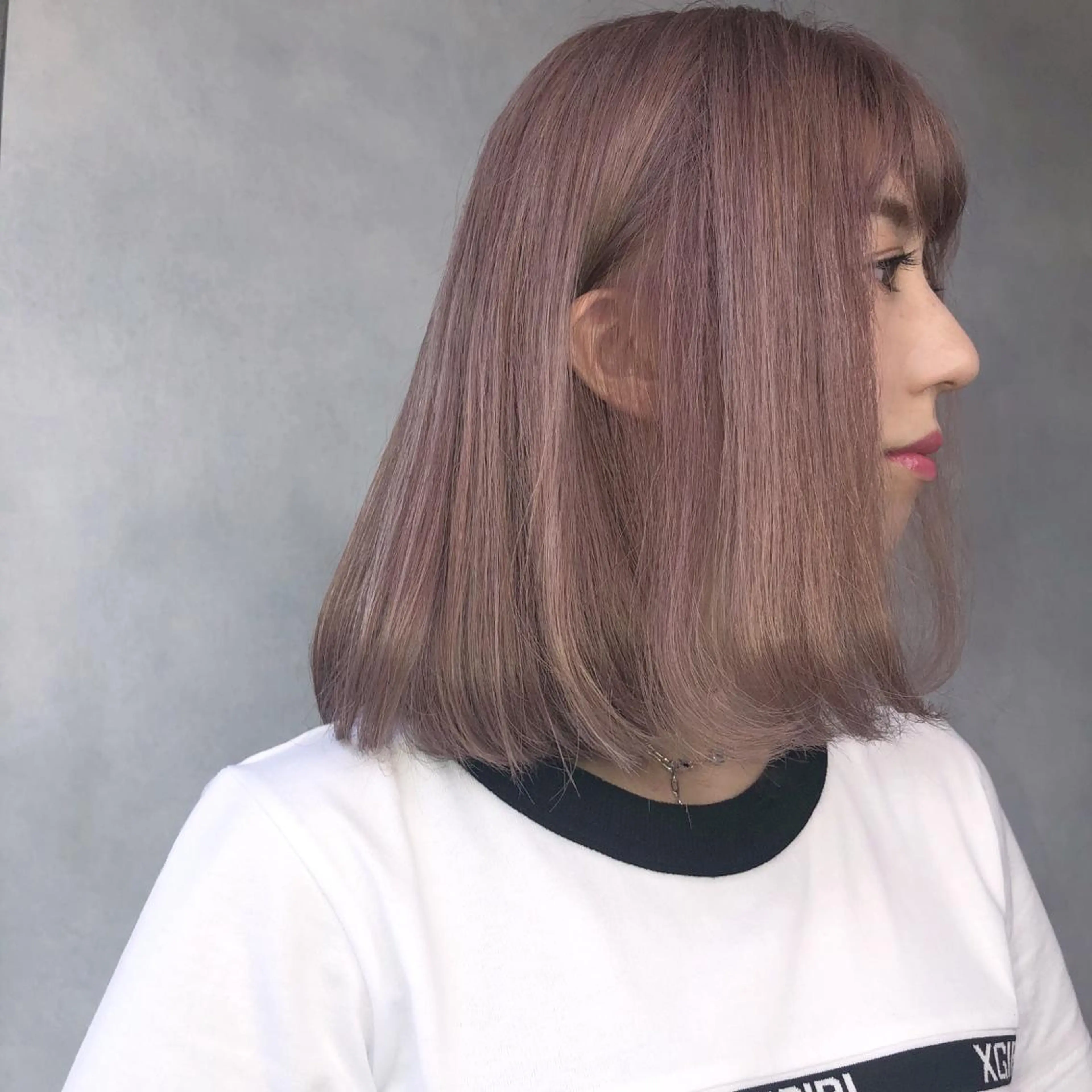 セミロング カラー ベージュカラー ピンクカラー ORIKA 美容室のヘアスタイル