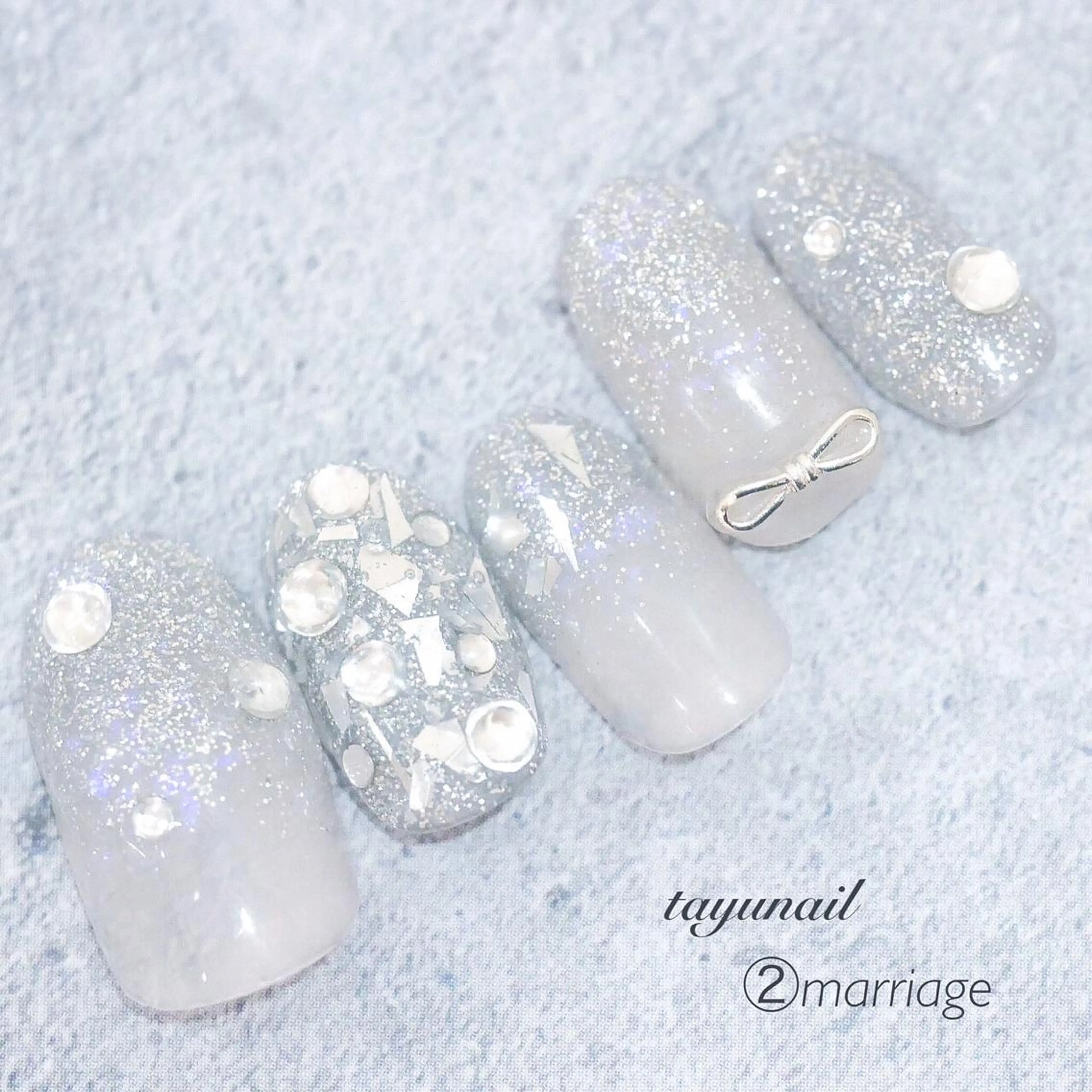 ネイル アートネイル ブルー ジェルネイル キラキラネイル 韓国ネイル ネイルサロン・ネイルスクール　たゆnail所属・ネイルサロン 【たゆnail】のネイルデザイン