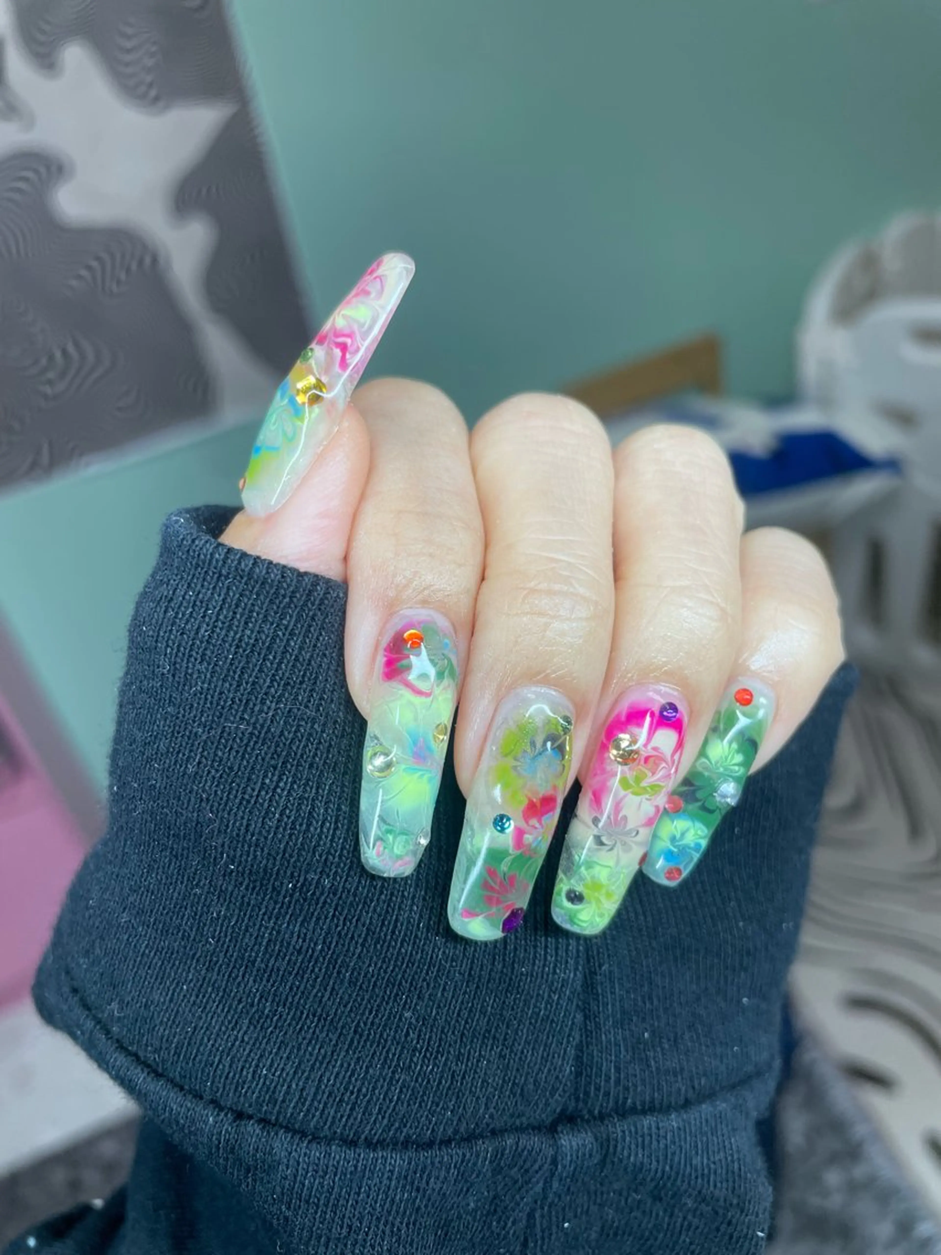 ネイル アートネイル 長さ出し ロングネイル シンプルネイル 春ネイル ハンドネイル posa nail モエミのネイルデザイン