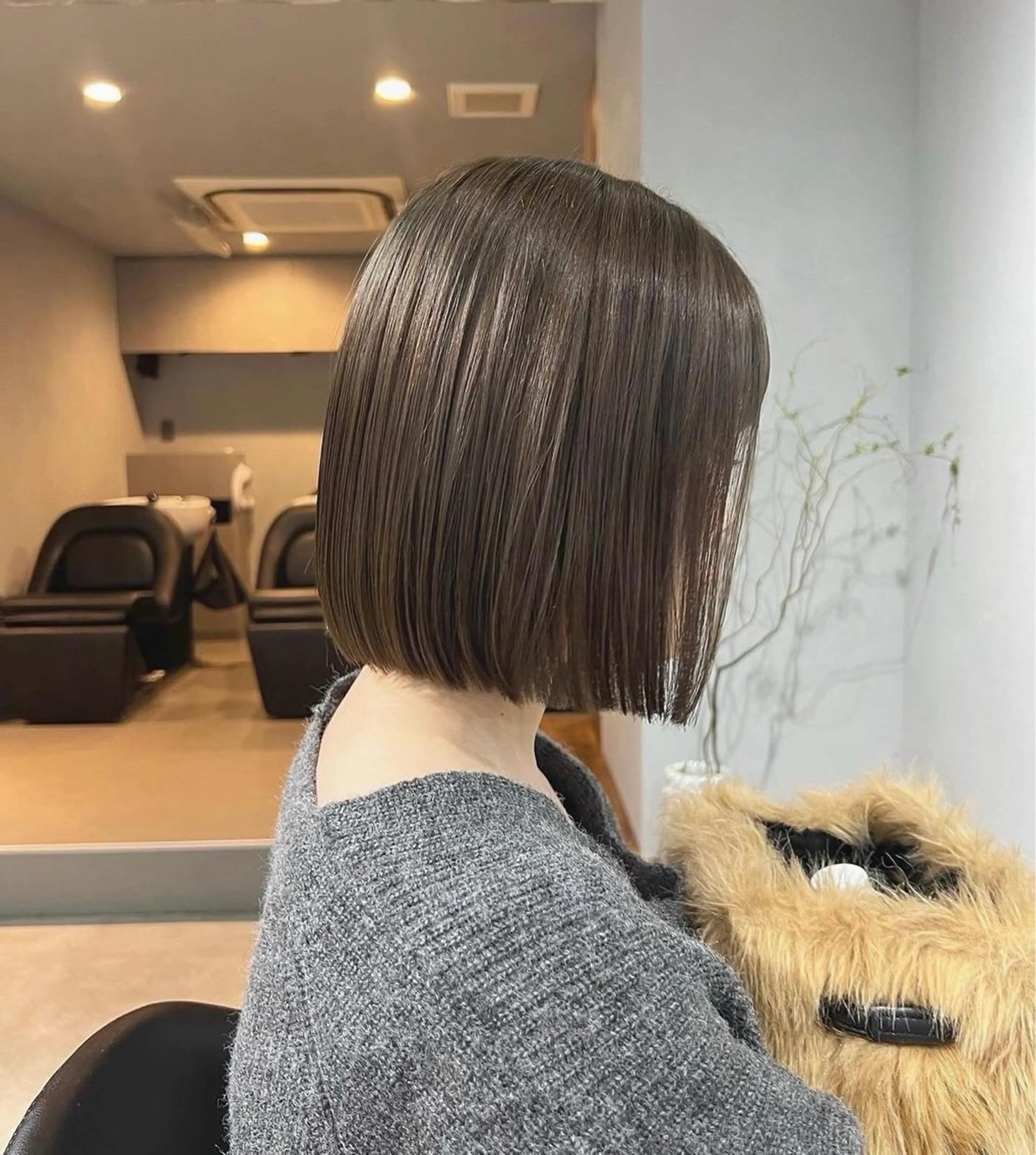 ミディアム カラー ヘアカラー トリートメント akane/ボブ /オリーブ/ブラウンのヘアスタイル