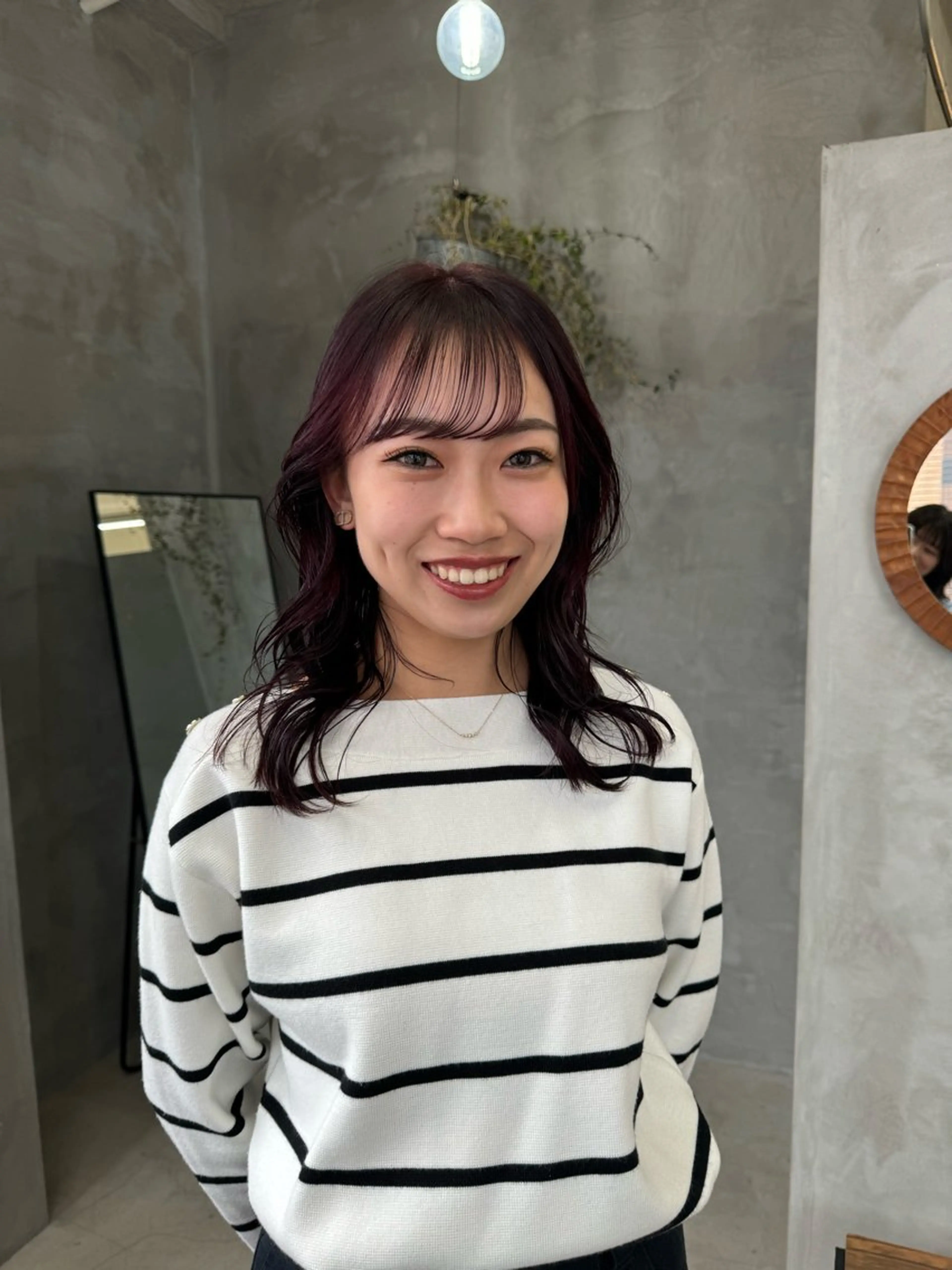 ミディアム カラー ピンクカラー tetohair ありもとみゆのヘアスタイル