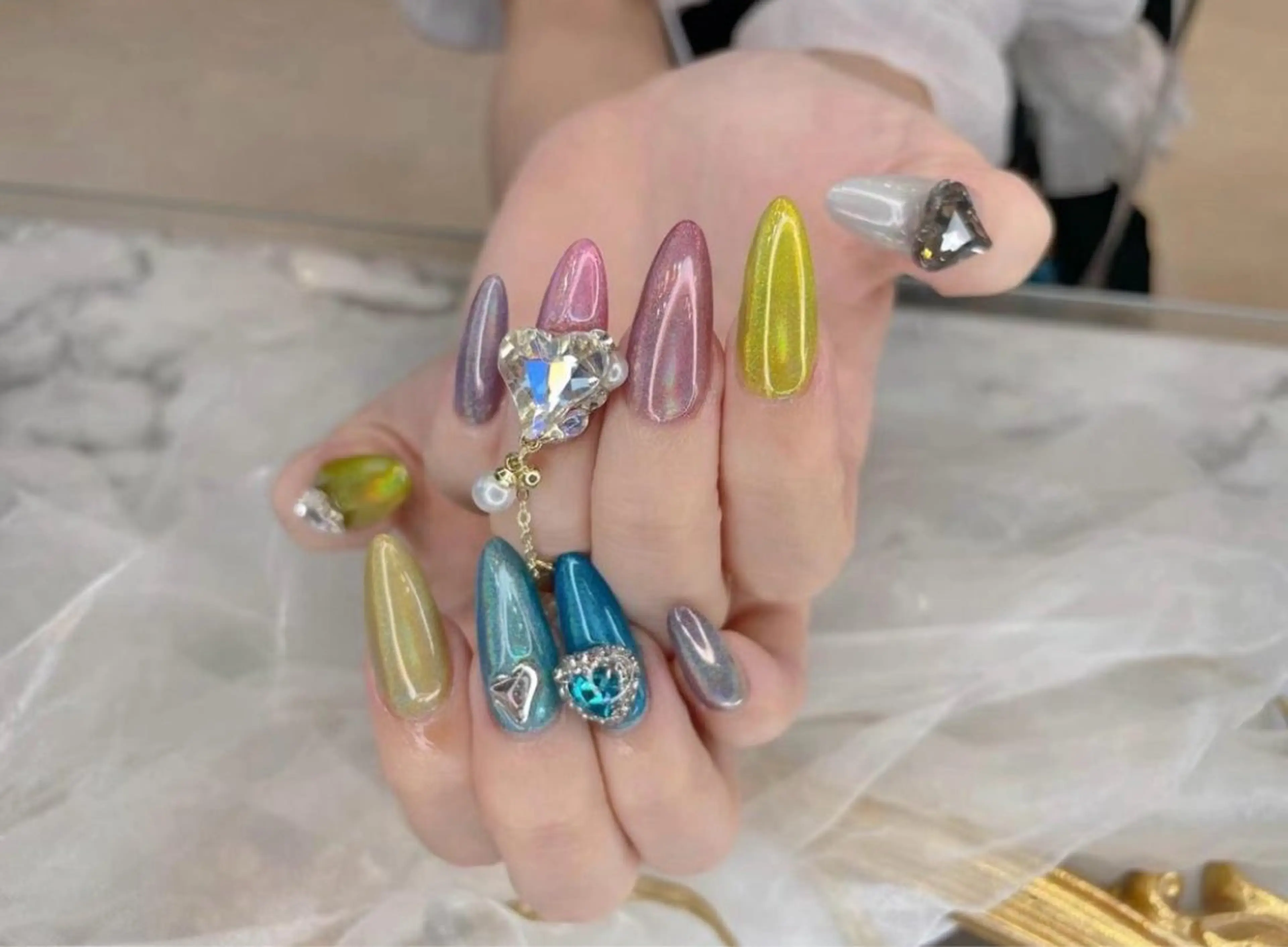 ネイル アートネイル フットネイル ジェルネイル ハート マグネットネイル Babarla Nailのネイルデザイン