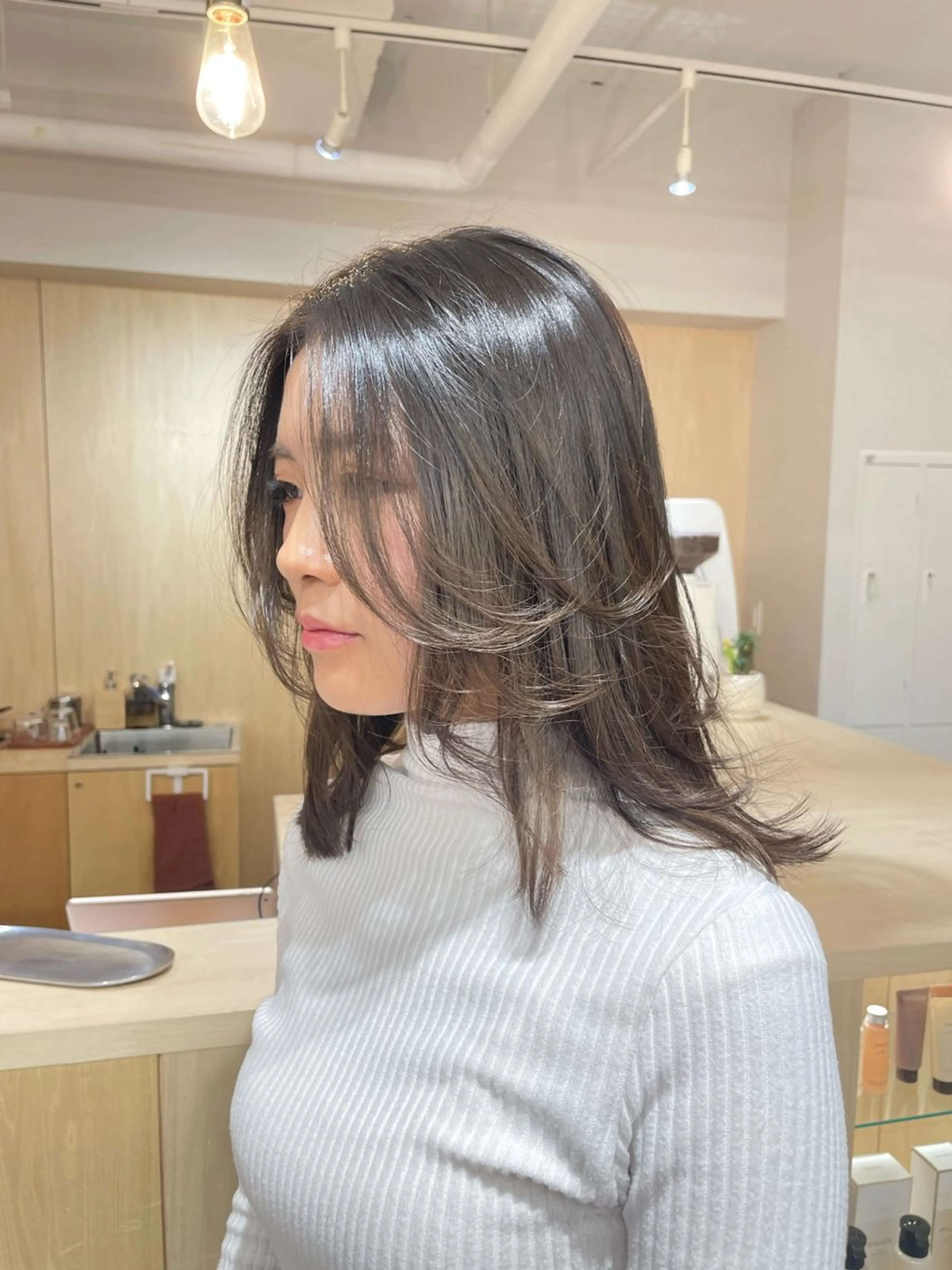 ミディアム 顔周りカット レイヤーカット fleurir所属・内藤拓真/ モデル様募集中のヘアスタイル