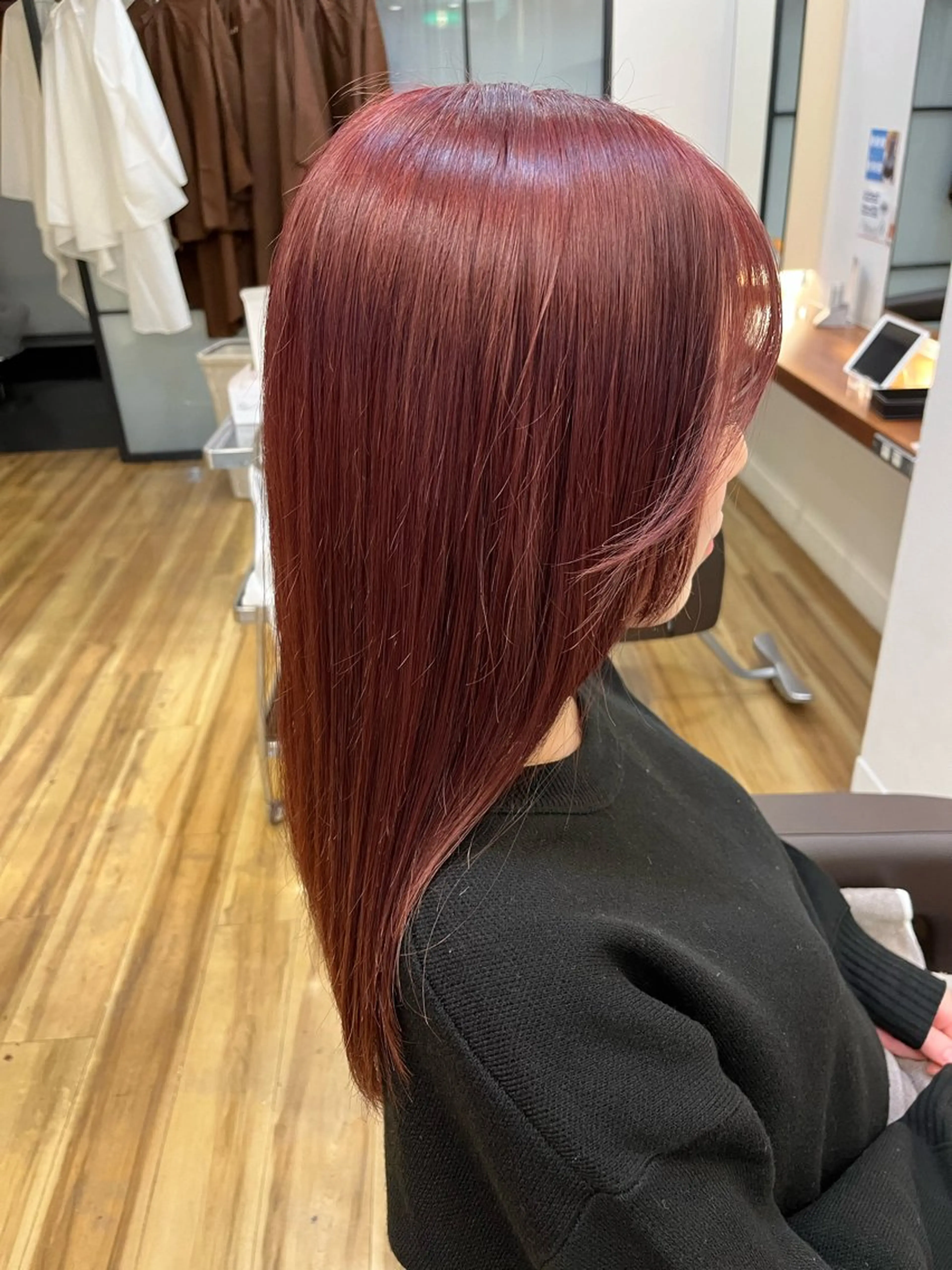 ロング カラー ボルドーカラー ヘアカラー のりなが れおのヘアスタイル