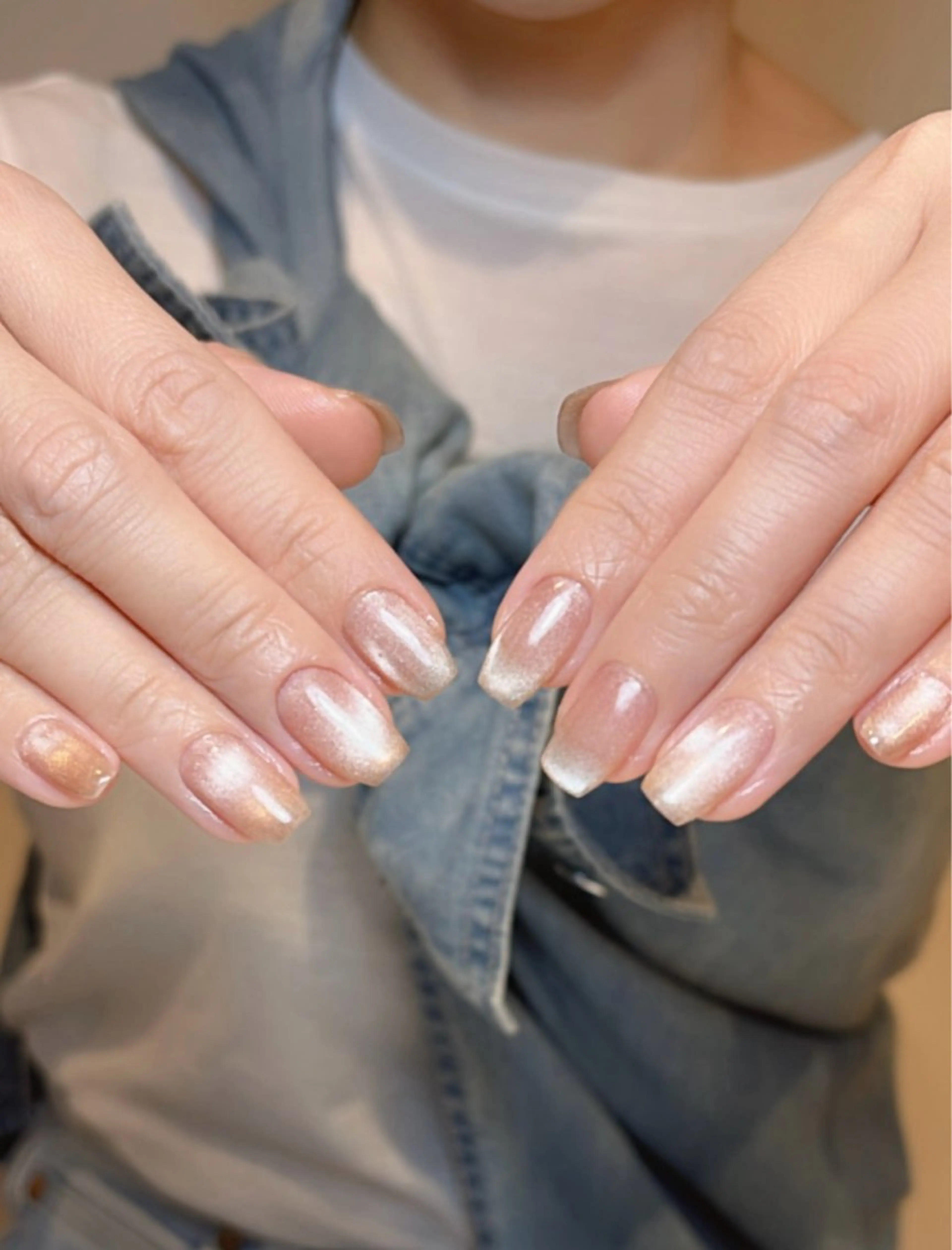 ネイル フレンチネイル 韓国ネイル マグネットネイル ショートネイル シンプルネイル ハンドネイル Kai  nail Mayukoのネイルデザイン