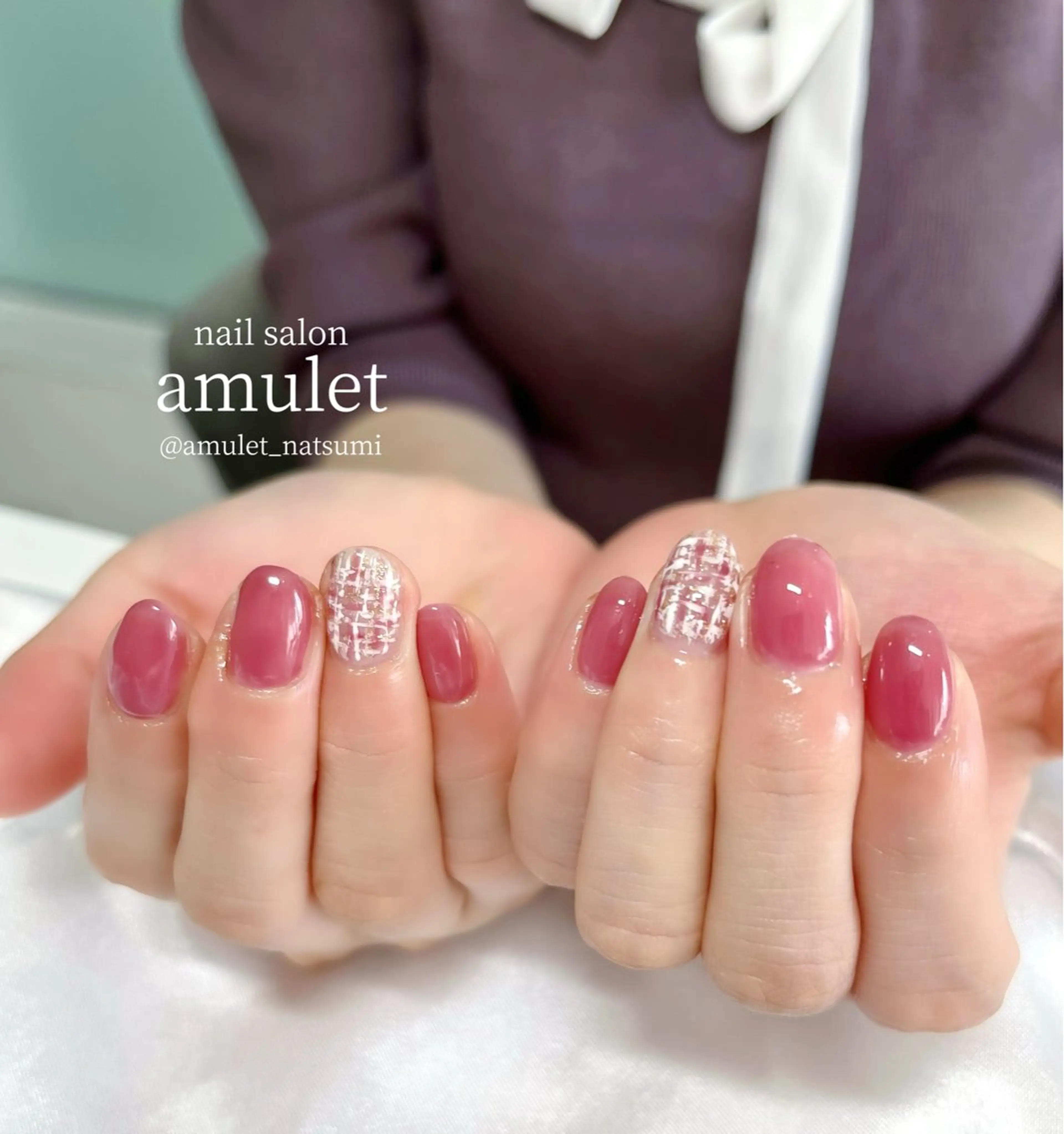 ネイル ツイードネイル amuletnail natsumiのネイルデザイン