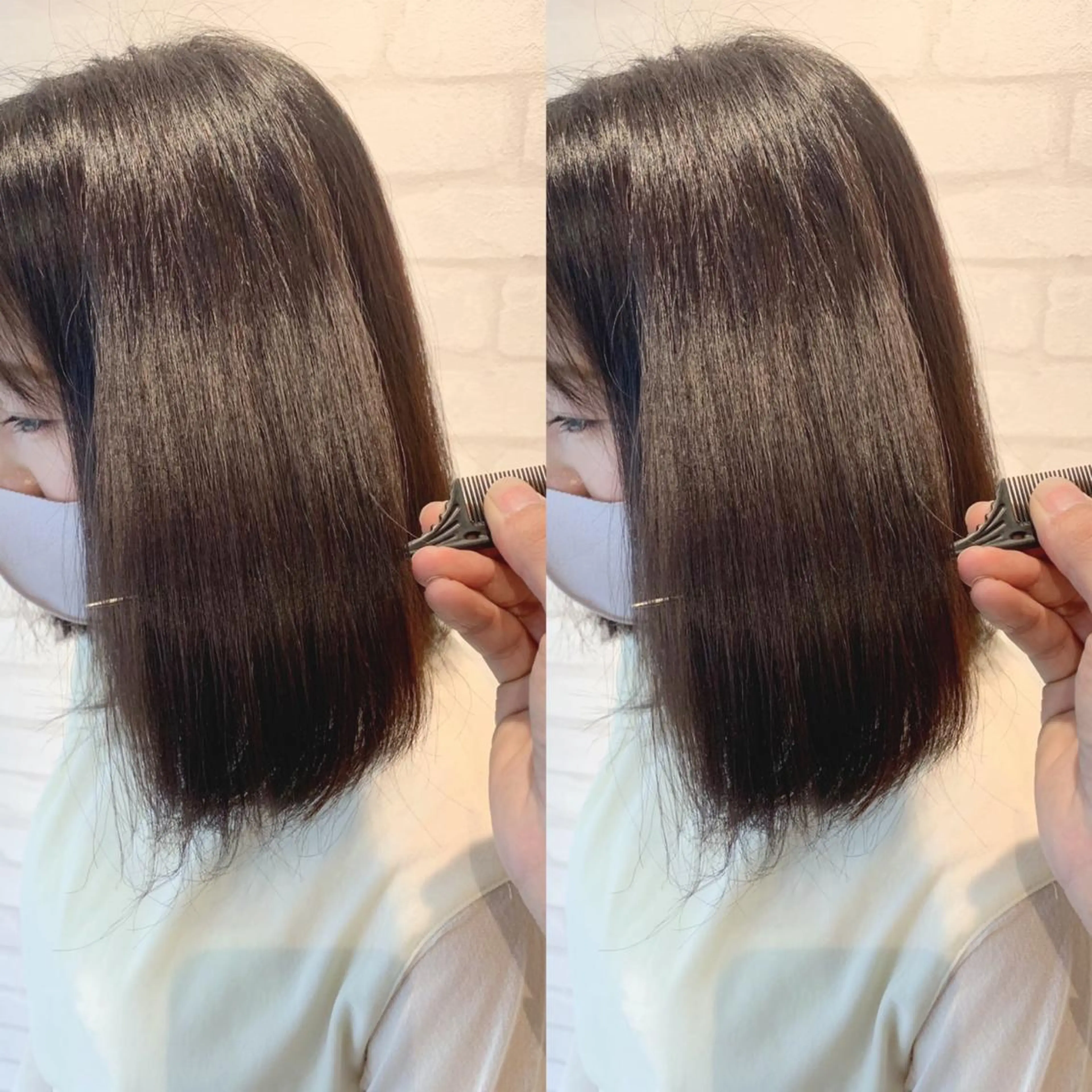 ミディアム 髪質改善 貸切サロンのヘアスタイル