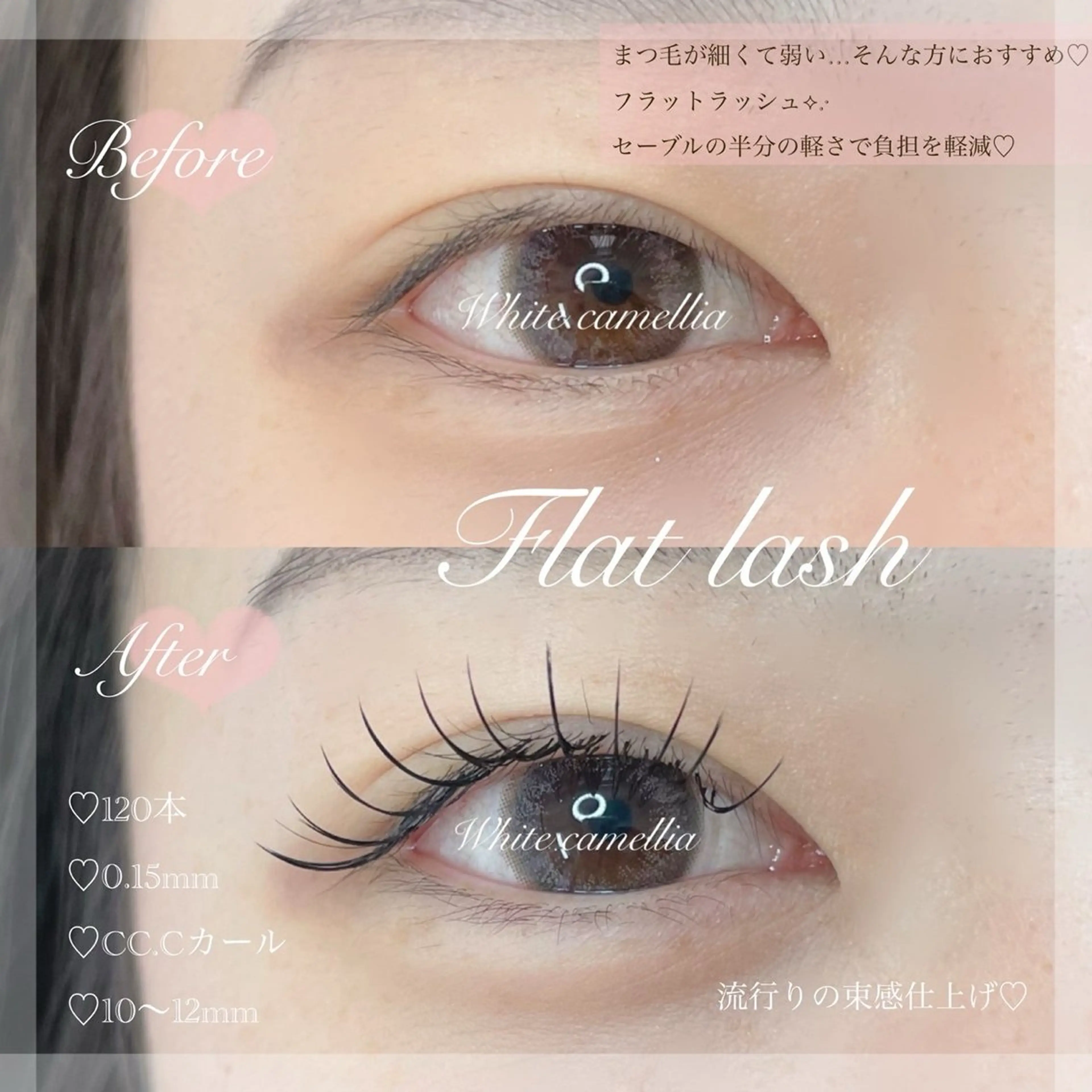 【マツエク】ナチュラル韓国束感　プレミアムフラットラッシュ120本の写真