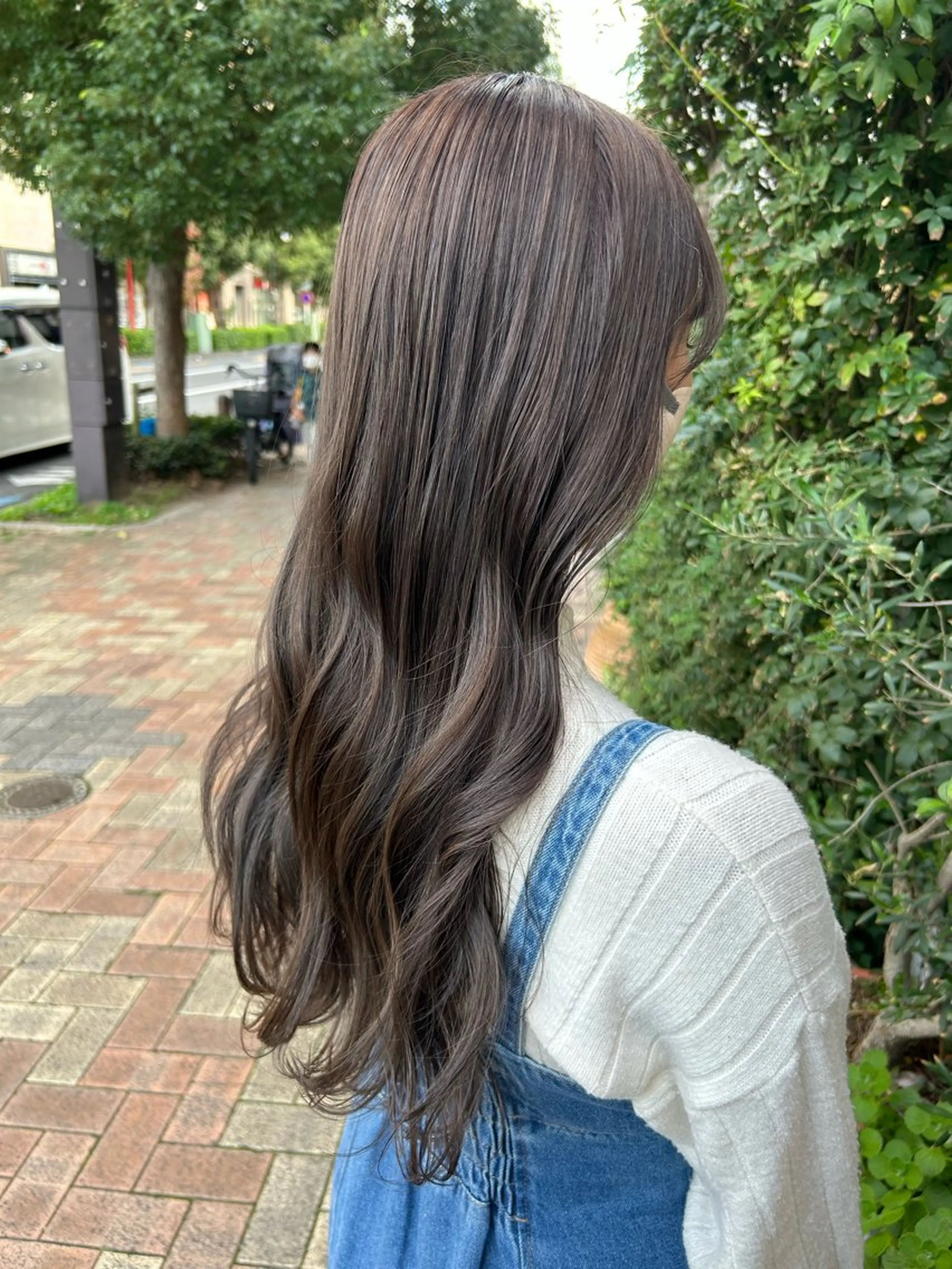 ロング カラー グレージュ ラベンダーカラー ラベンダーグレージュ ラベンダーグレー 秋山 桃子のヘアスタイル