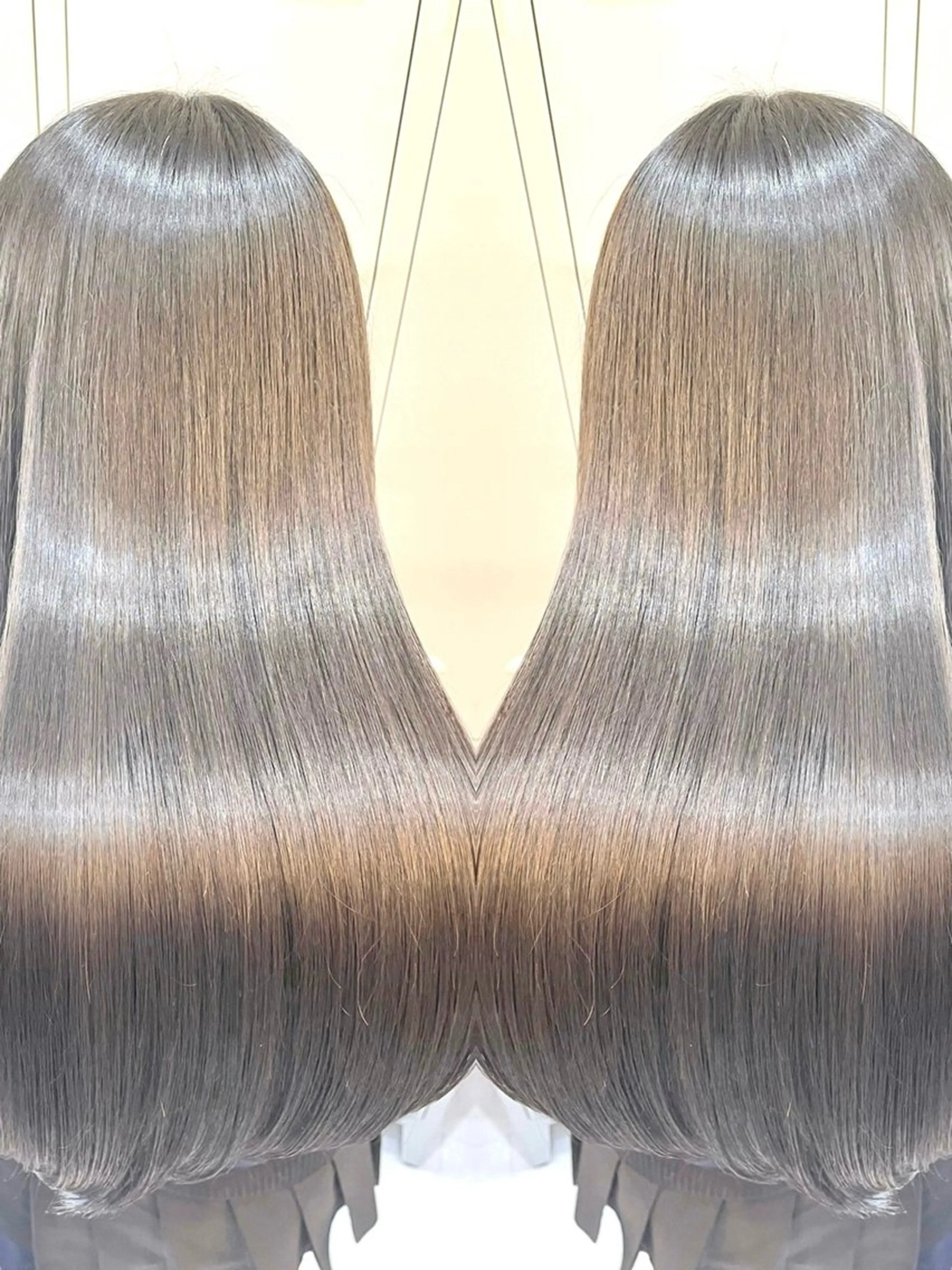 ロング カット 縮毛矯正 髪質改善× ハイライト溝江のヘアスタイル