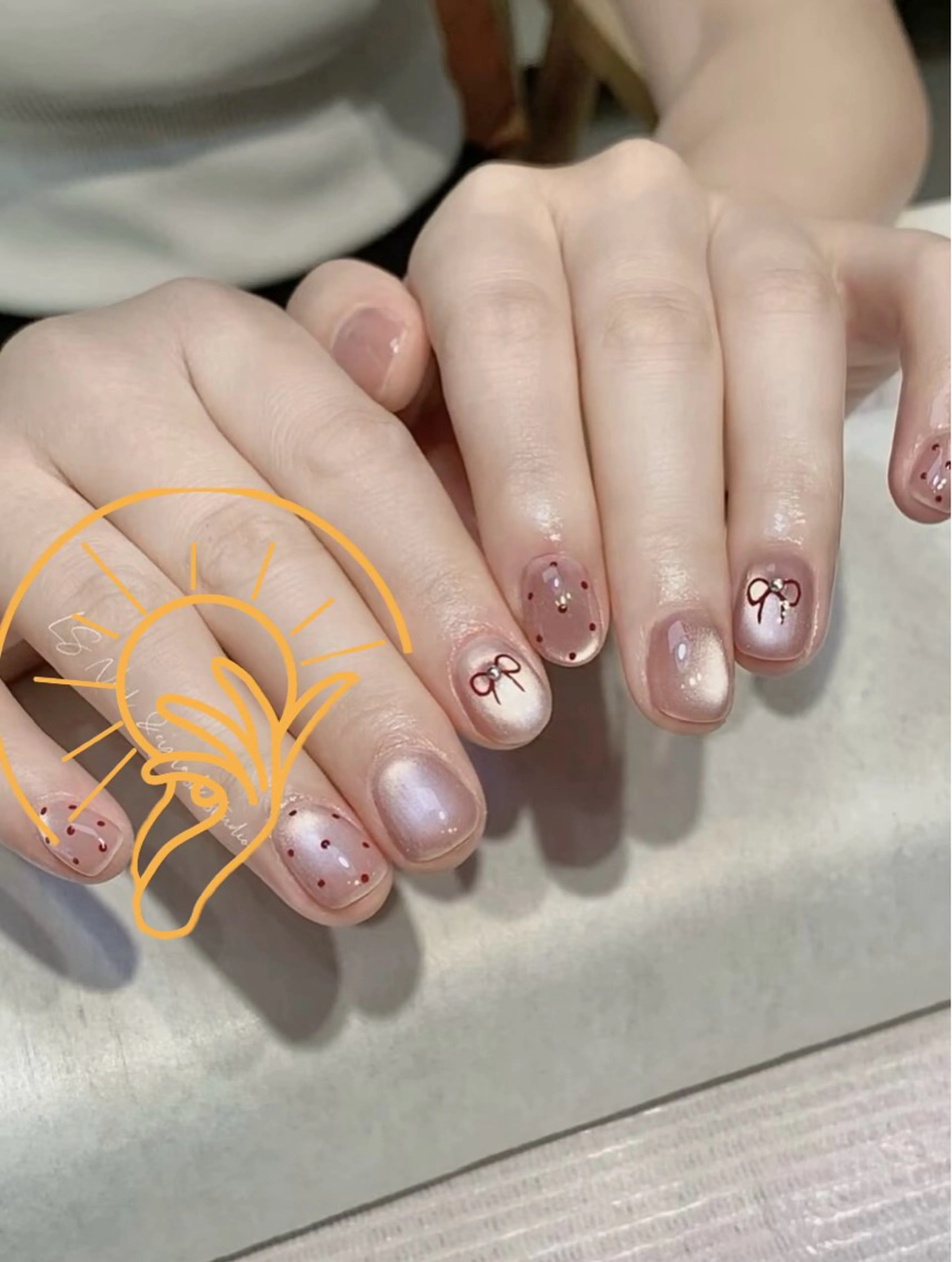 ネイル チークネイル 長さ出し フラワーネイル フレンチネイル ガーリー SunNail池袋駅 ワンホンネイルのネイルデザイン