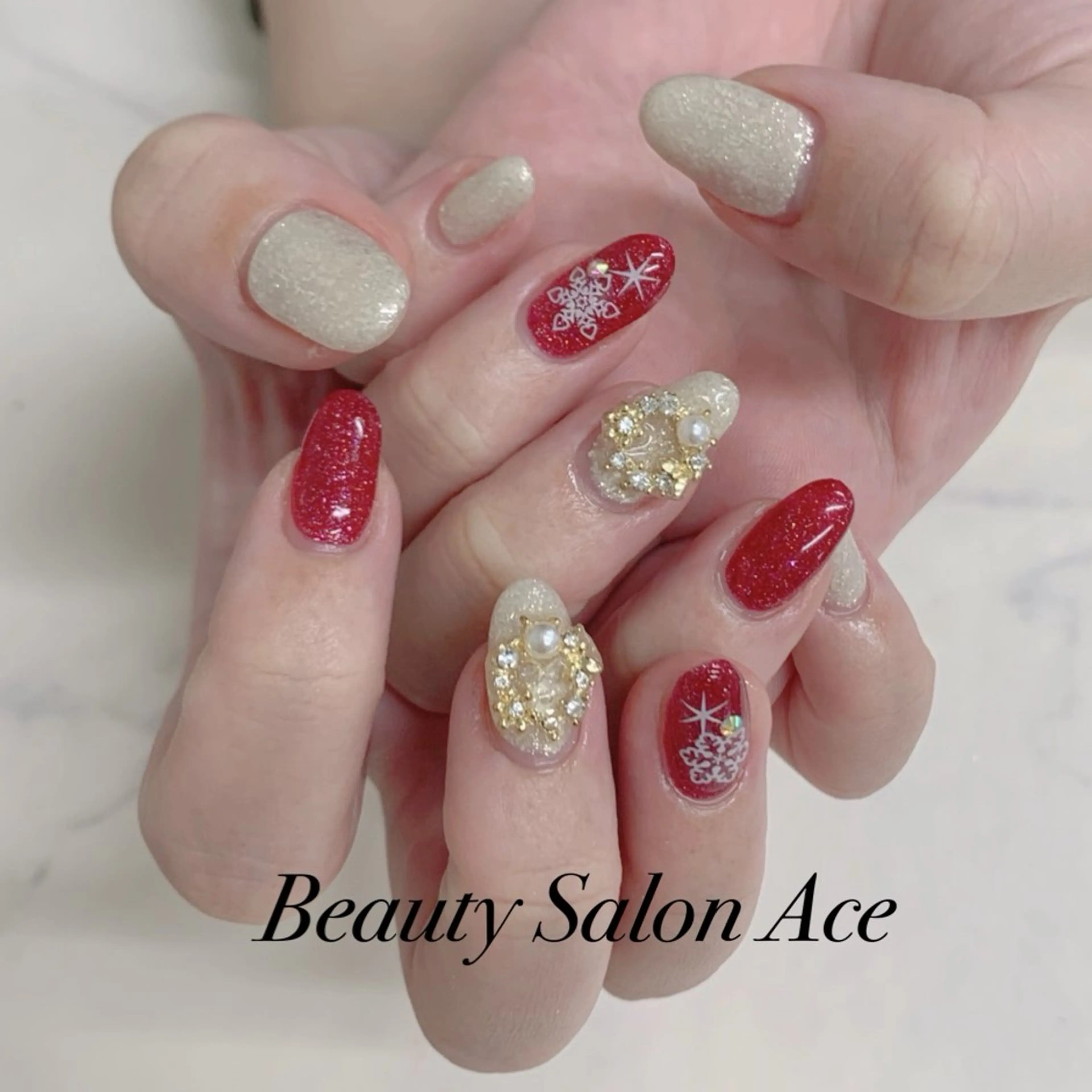 ネイル ラメ(グリッター) メンズネイル 冬ネイル クリスマス ハンドネイル ハンドケア Beauty Salon Ace（ネイルサロン　エース）所属・フィルイン専門店 Aceのネイルデザイン