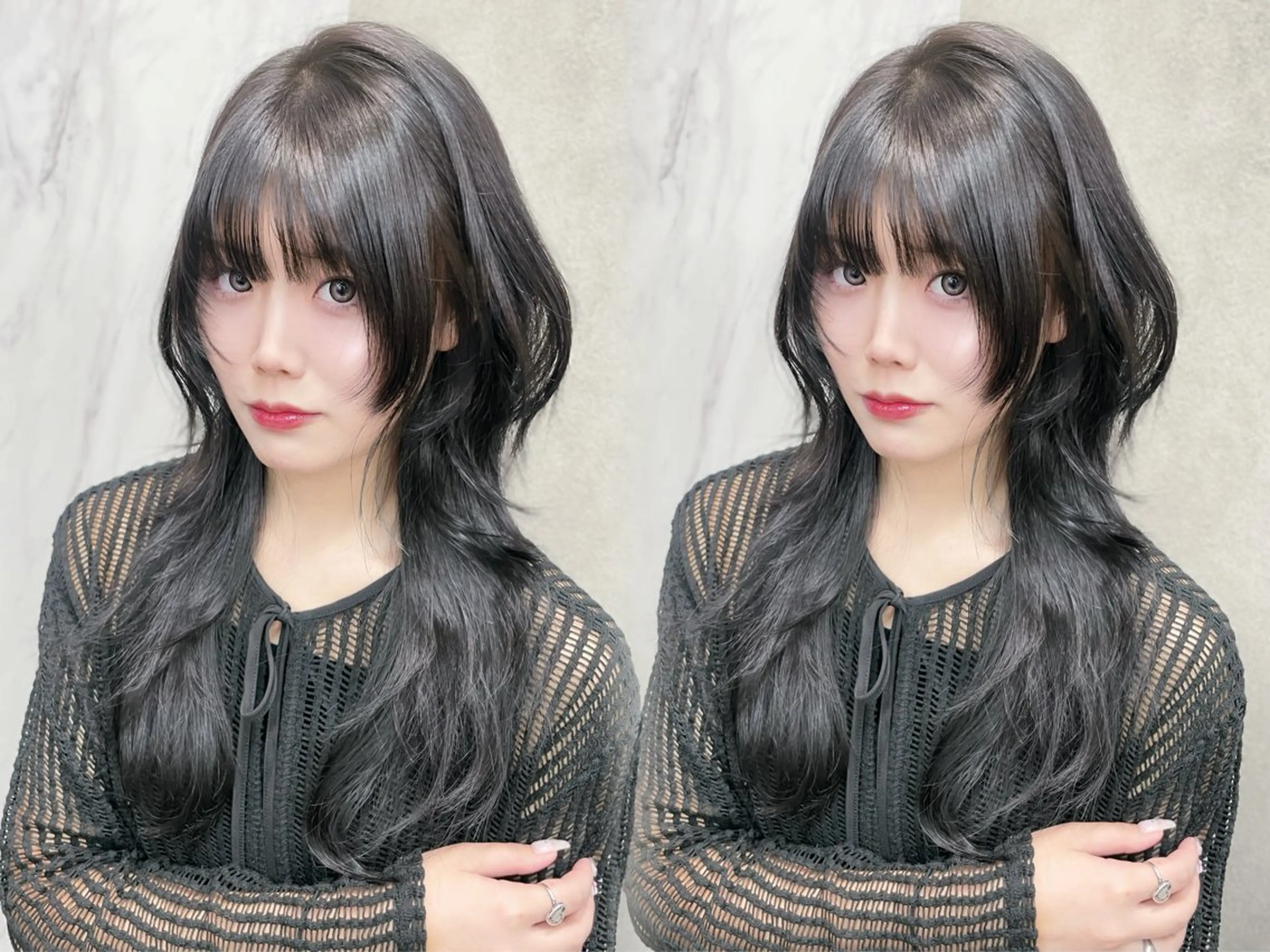 セミロング ヘアカラー MOE 福岡韓国ヘア✧︎のヘアスタイル