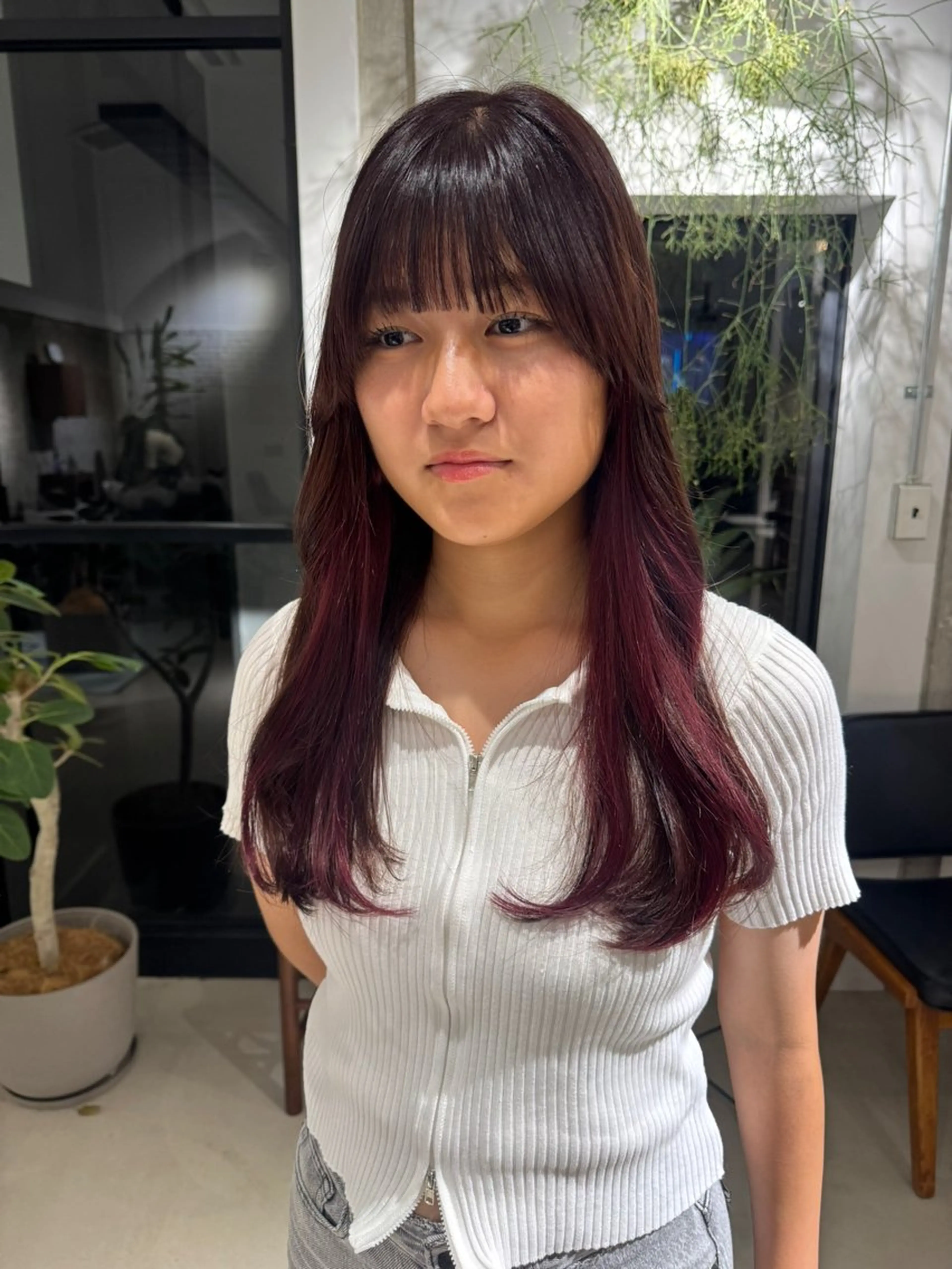 ミディアム カラー ブリーチ ブラウンカラー カシス ピンクカラー ピンクブラウン カット ヘアカラー yuka🥕 橿原神宮前のヘアスタイル