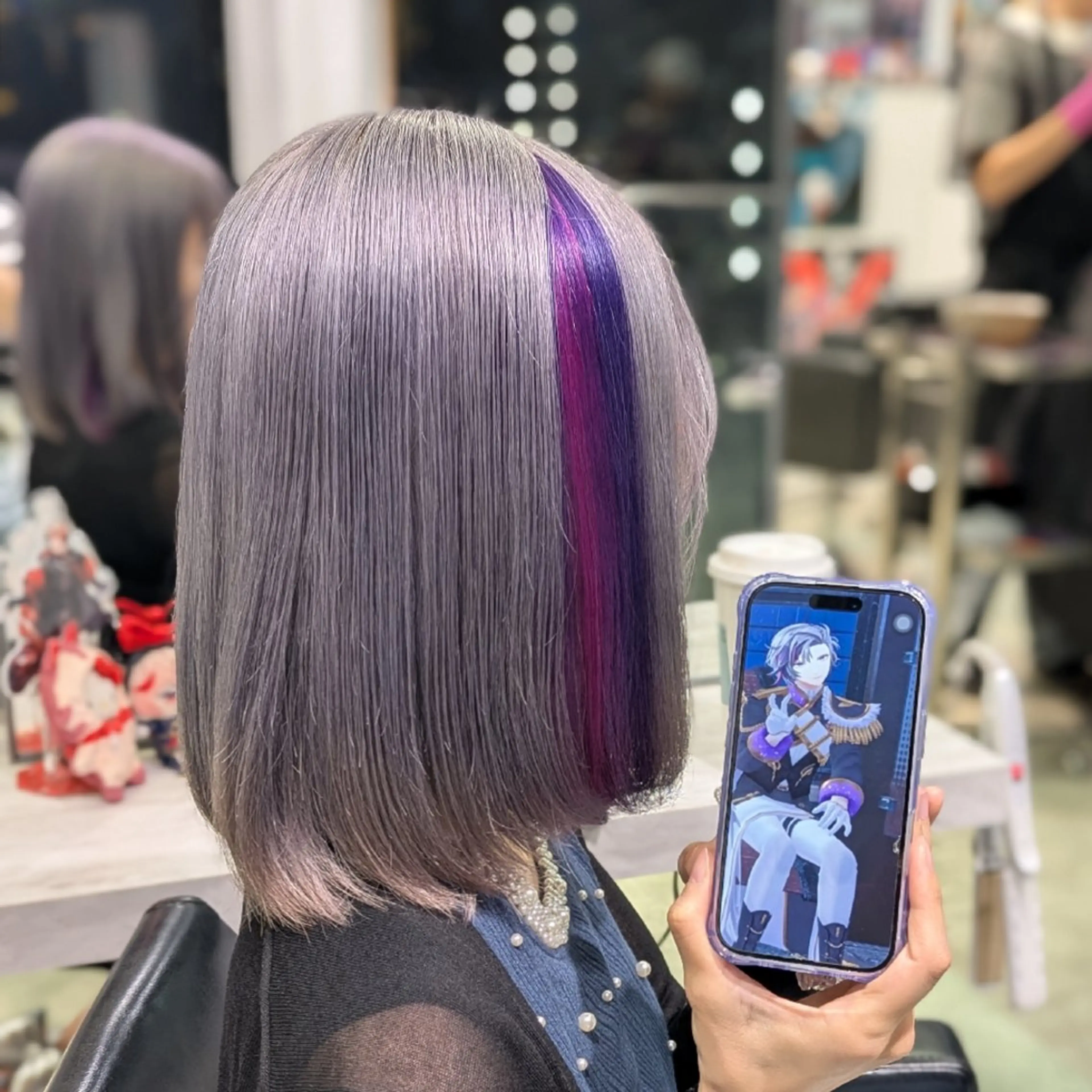 カラー ミディアム ピンクカラー シルバー ホワイトシルバー 推しカラー🦉にじさ んじカラー🌈🕒✨のヘアスタイル