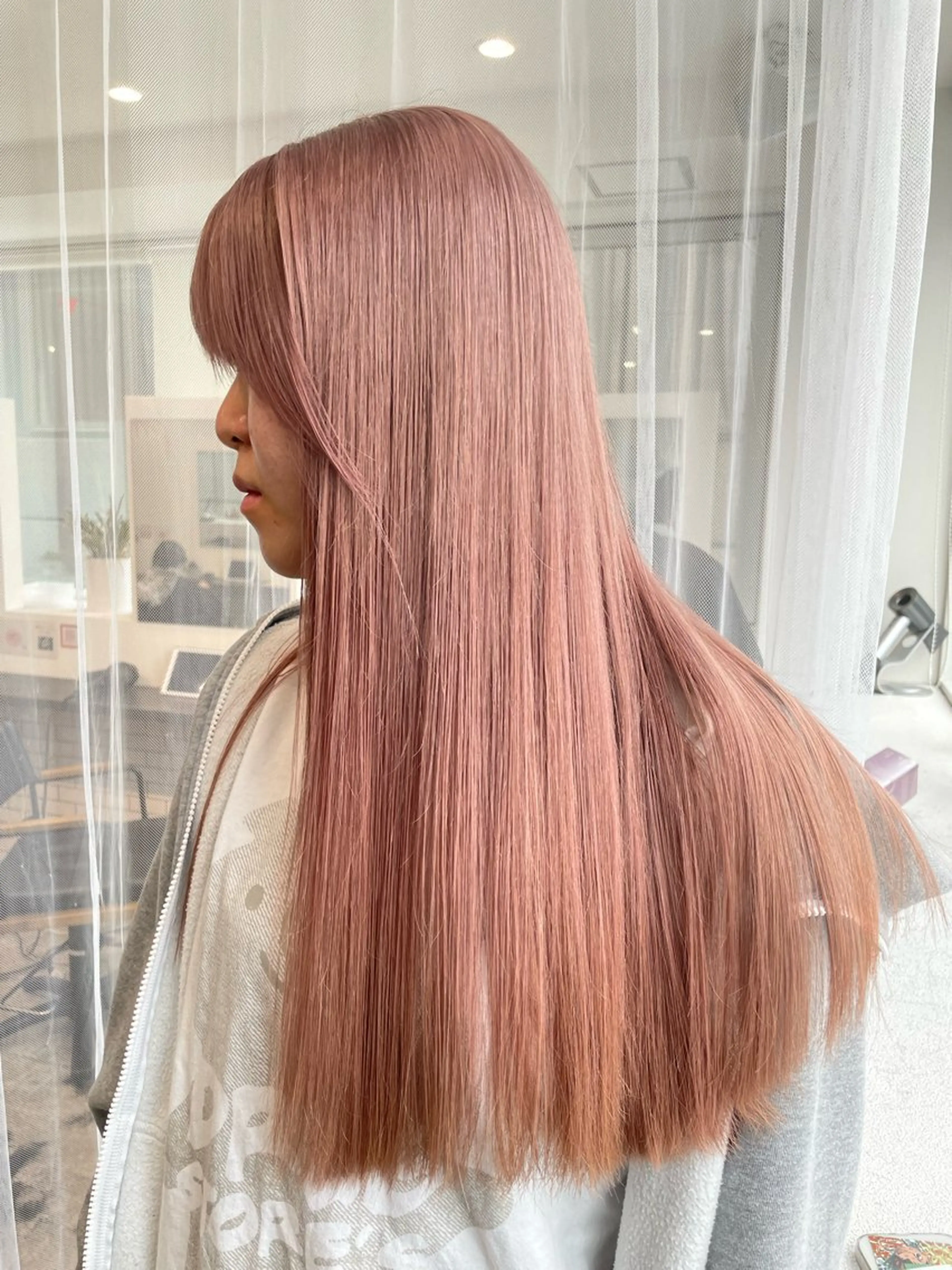 ロング カラー ベージュカラー ピンクカラー ピンクベージュ ヘアカラー 京都美容師 塩のヘアスタイル