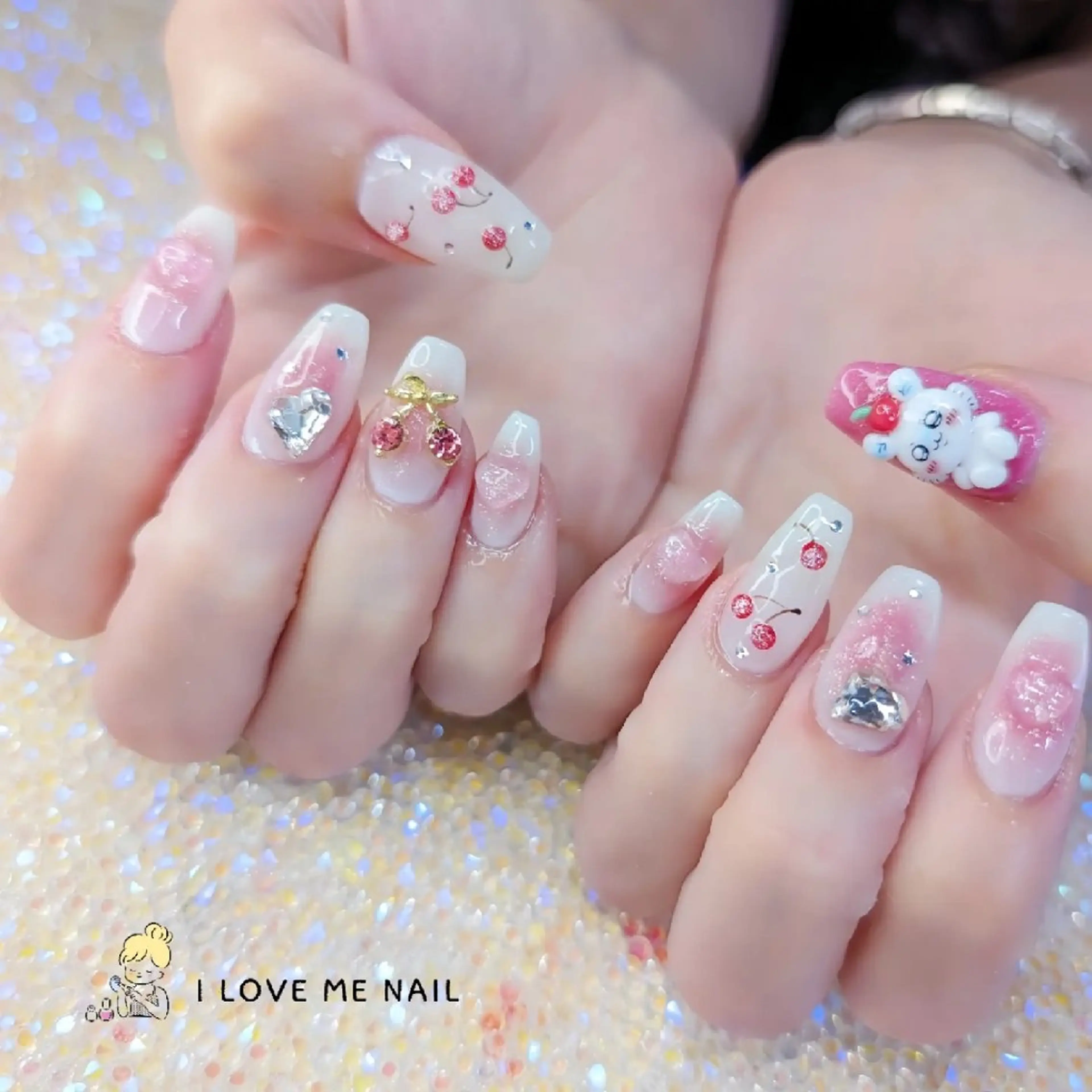 ネイル 長さ出し ジェルネイル ハート 韓国ネイル マグネットネイル ハンドネイル I LOVE ME NAIL.｡.:*♡のネイルデザイン