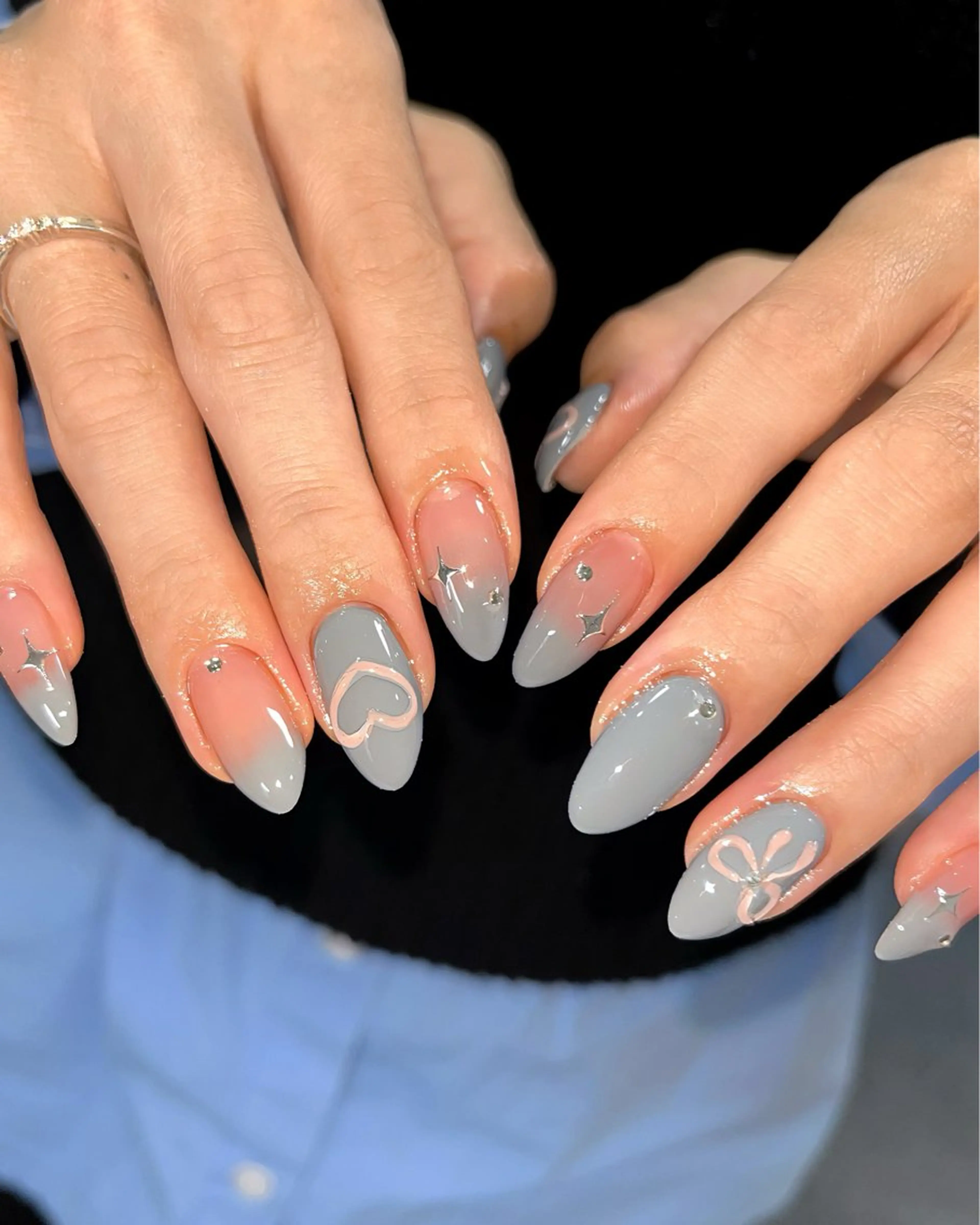 ネイル 長さ出し ガーリー ハート マグネットネイル ワンカラーネイル ハンドネイル 🫧OPELIA NAIL渋谷🫧のネイルデザイン