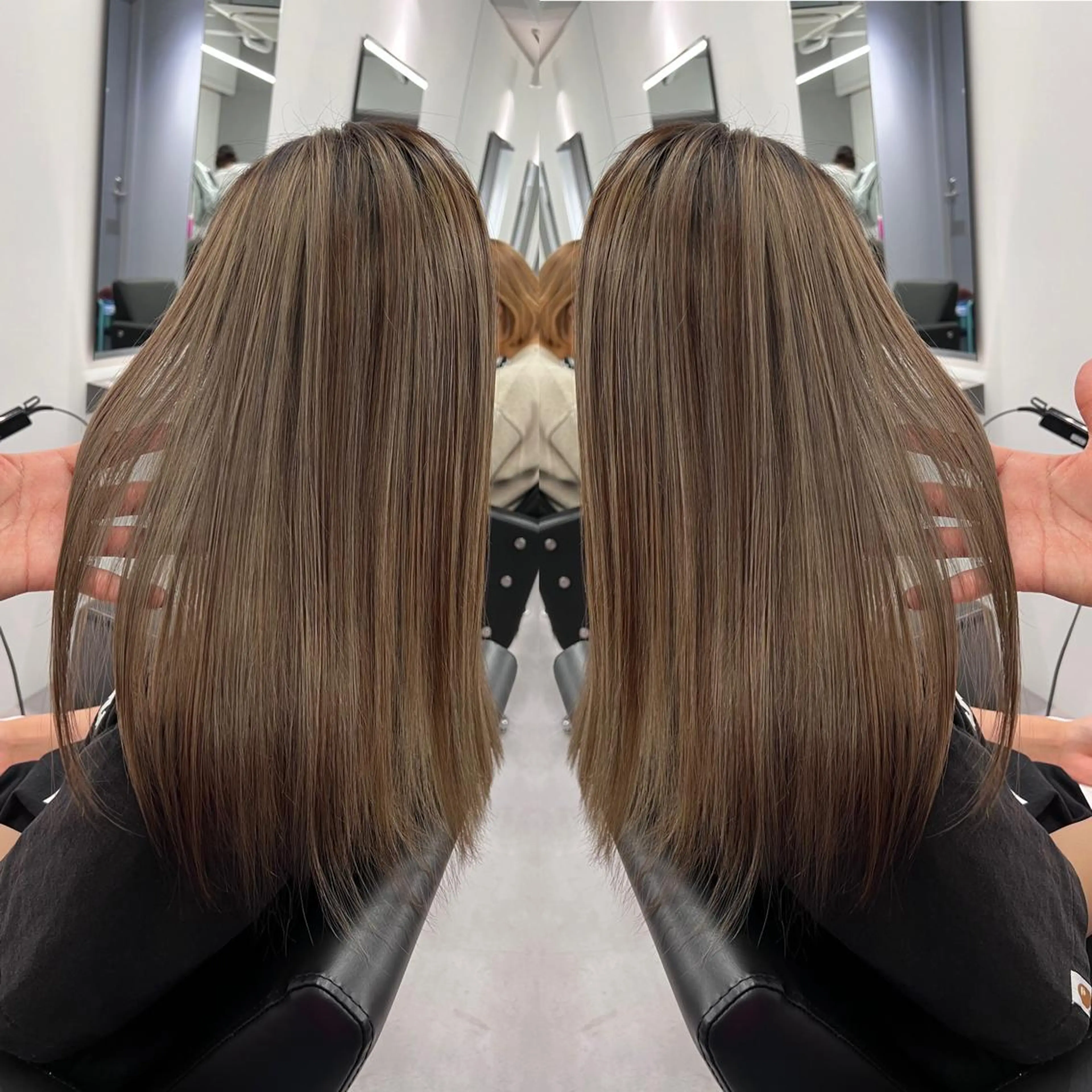 セミロング カラー R/🤎 パーマ＆ブリーチ🔥のヘアスタイル