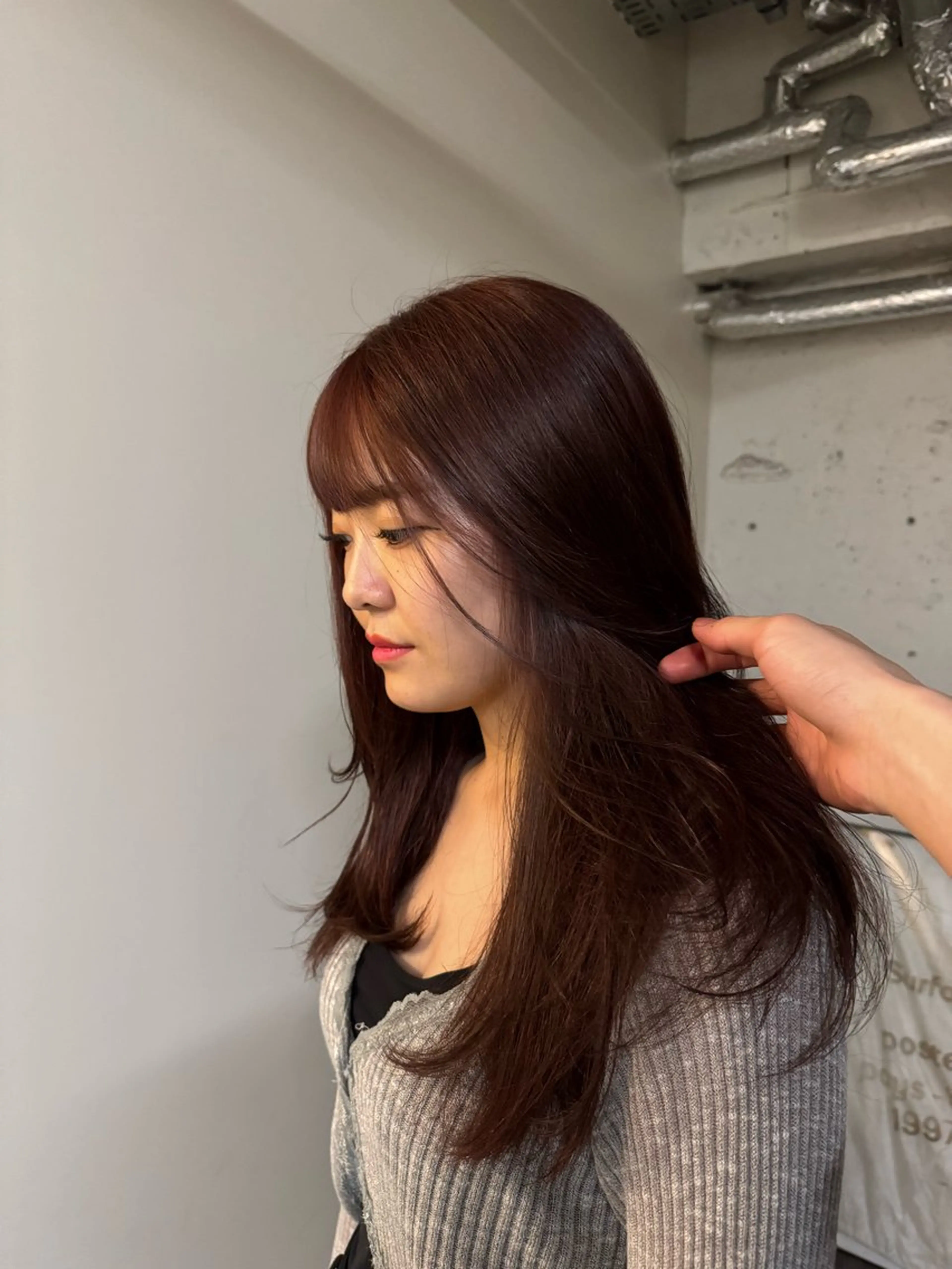 ミディアム カラー ブリーチ ブラウンカラー ピンクカラー ピンクブラウン たける/韓国へア /ダウンパーマのヘアスタイル