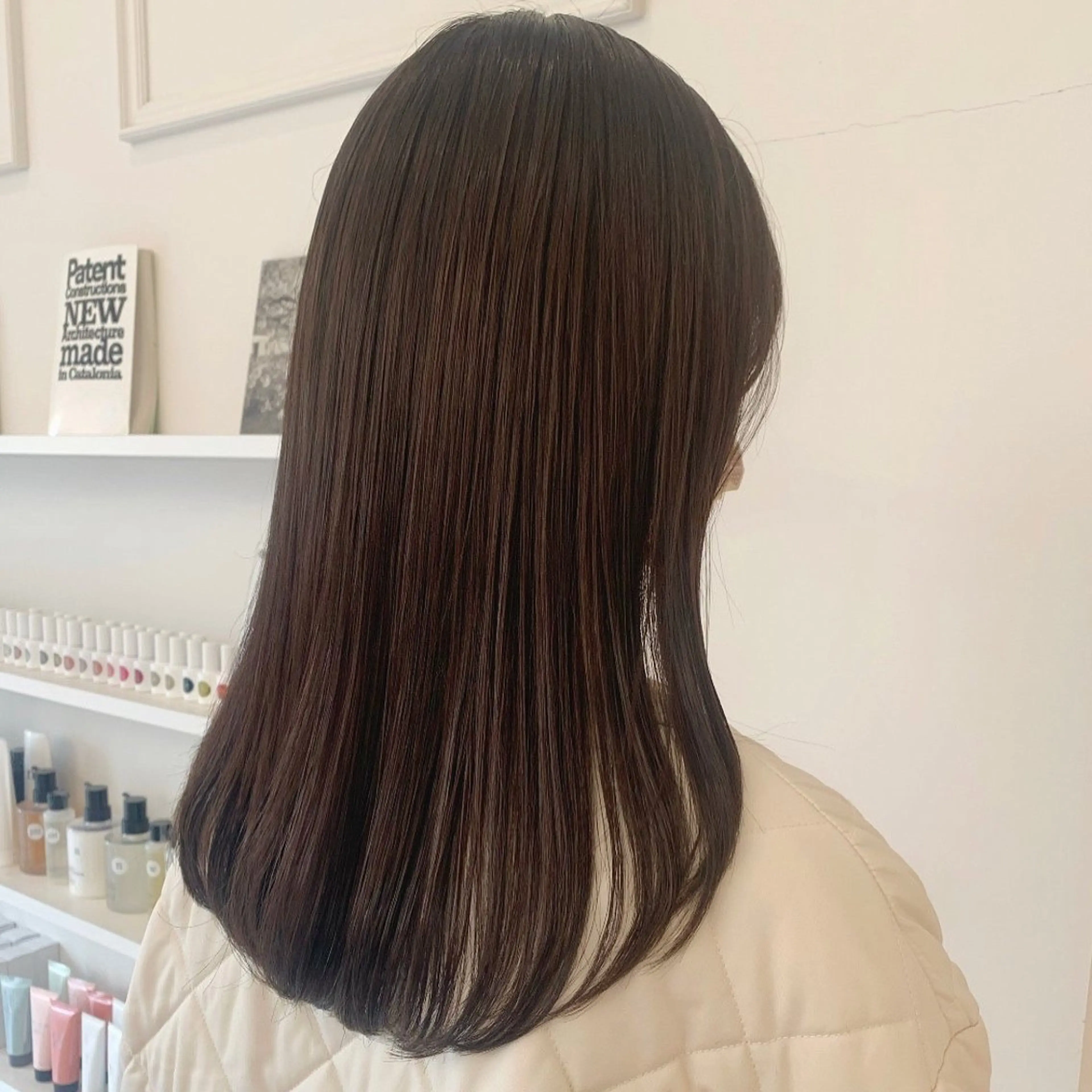 セミロング カラー ブラウンカラー チョコレートブラウン ParveMix￤ 出石 菜々🥂のヘアスタイル