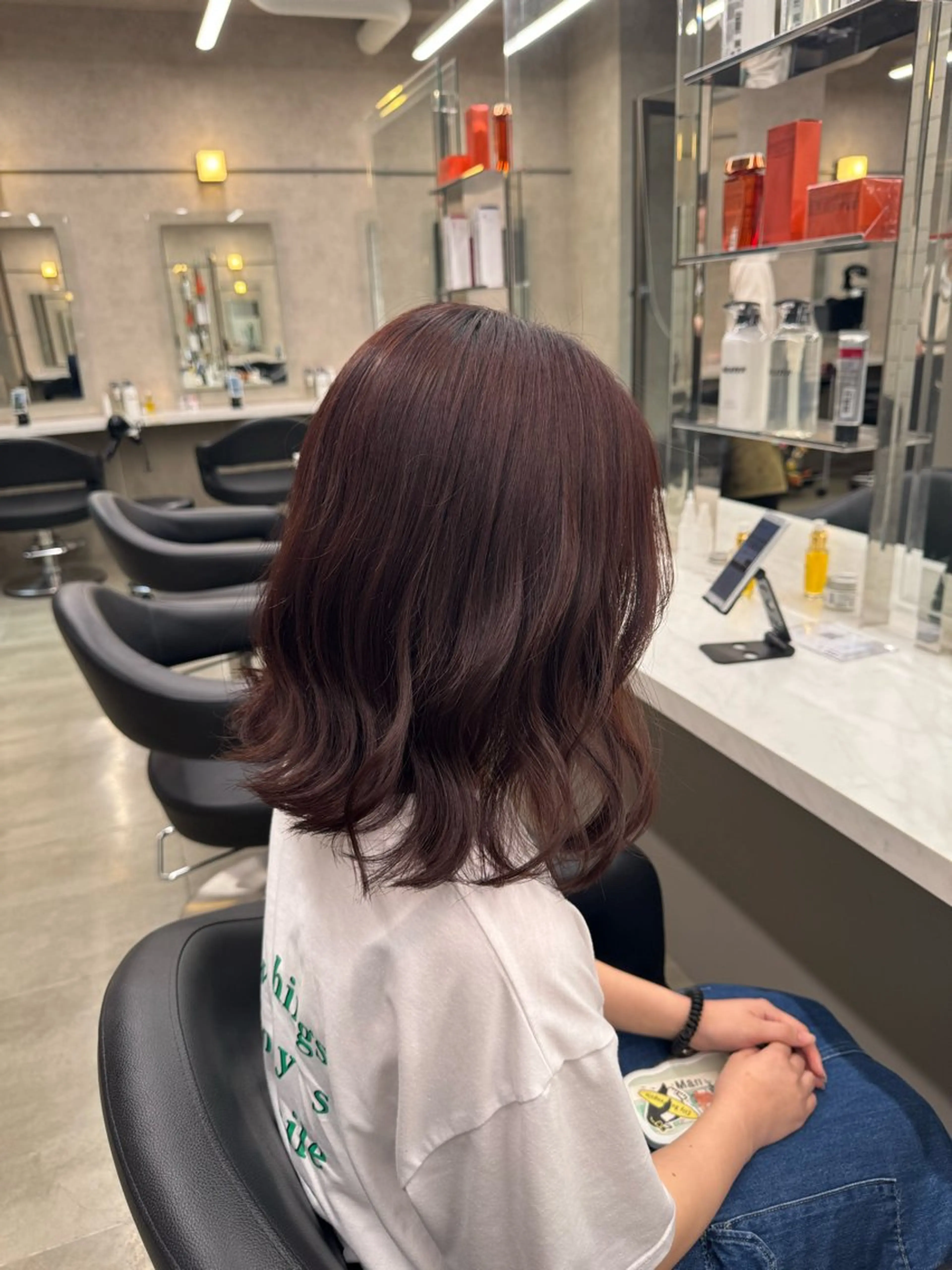 ミディアム カラー パーマ ヘアアレンジ メンズ キッズ 🍒暖色系 カラー🍒MEIのヘアスタイル