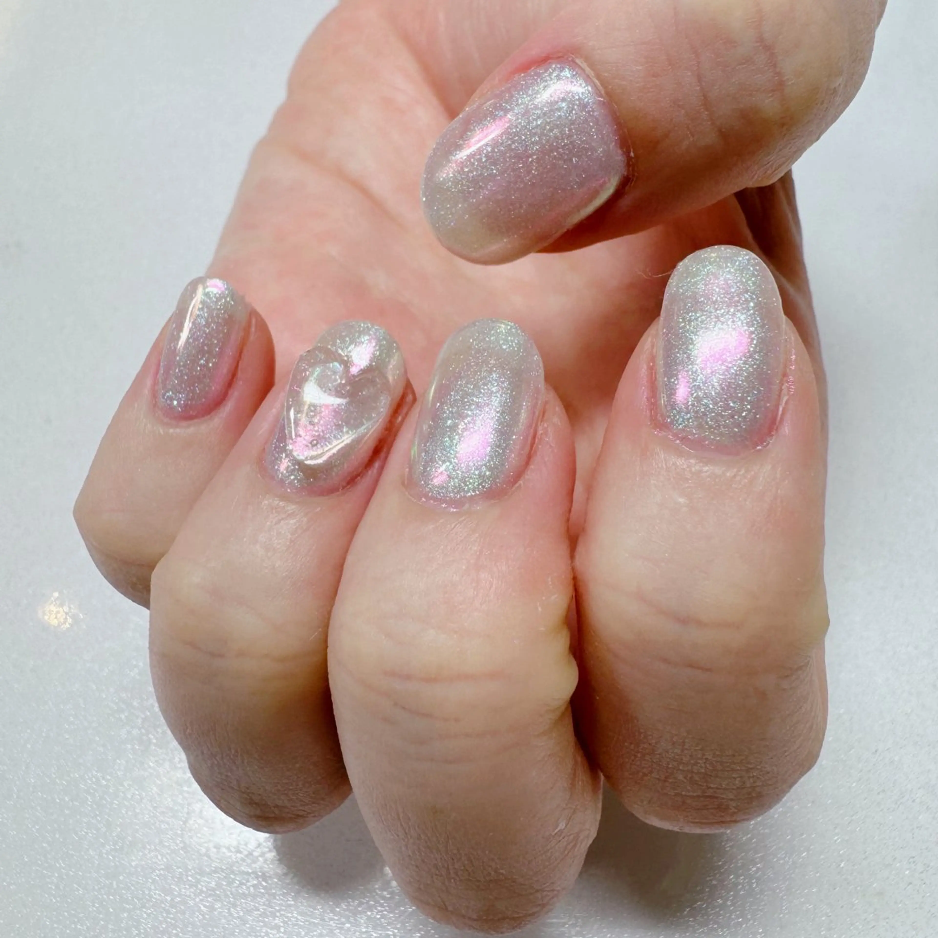 ネイル ジェルネイル ハート キラキラネイル ラメ(グリッター) ミラーネイル mieux nail aireiのネイルデザイン
