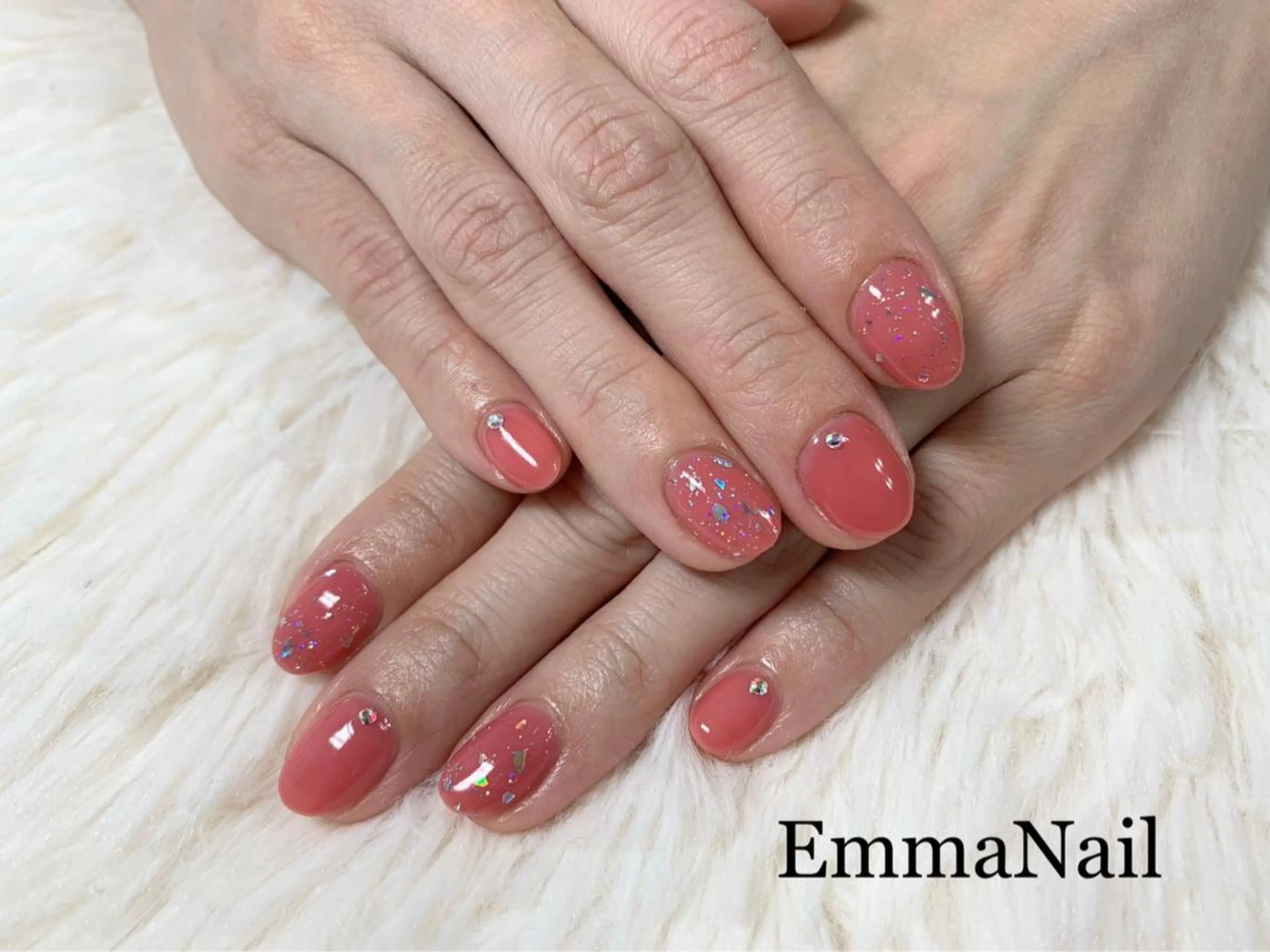 ネイル オーロラネイル ジェルネイル ピンク 春ネイル salon EM&A emiのネイルデザイン