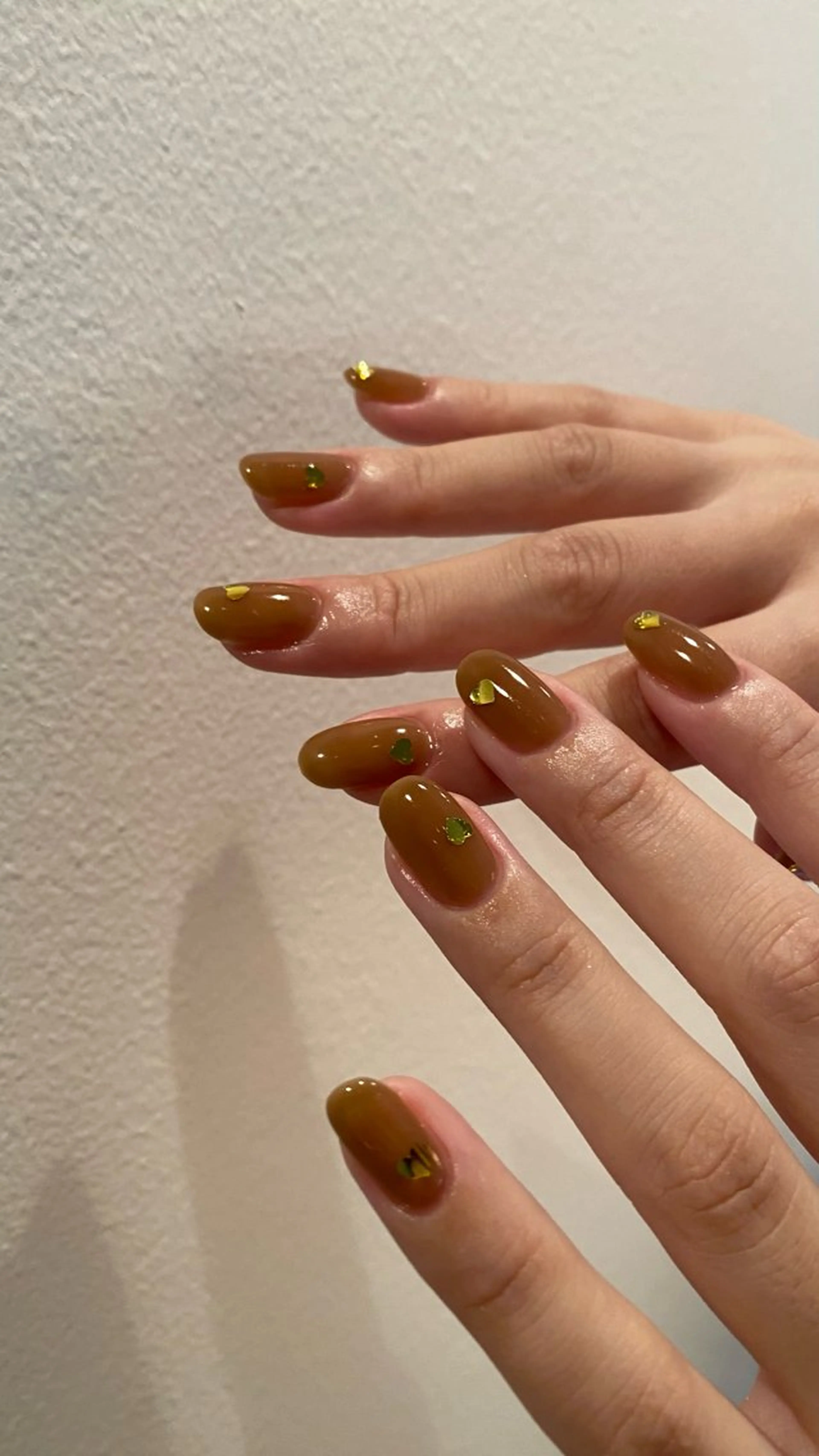 ネイル ブラウン ハート マグネットネイル ミラーネイル ニュアンスネイル nail salon An°のネイルデザイン