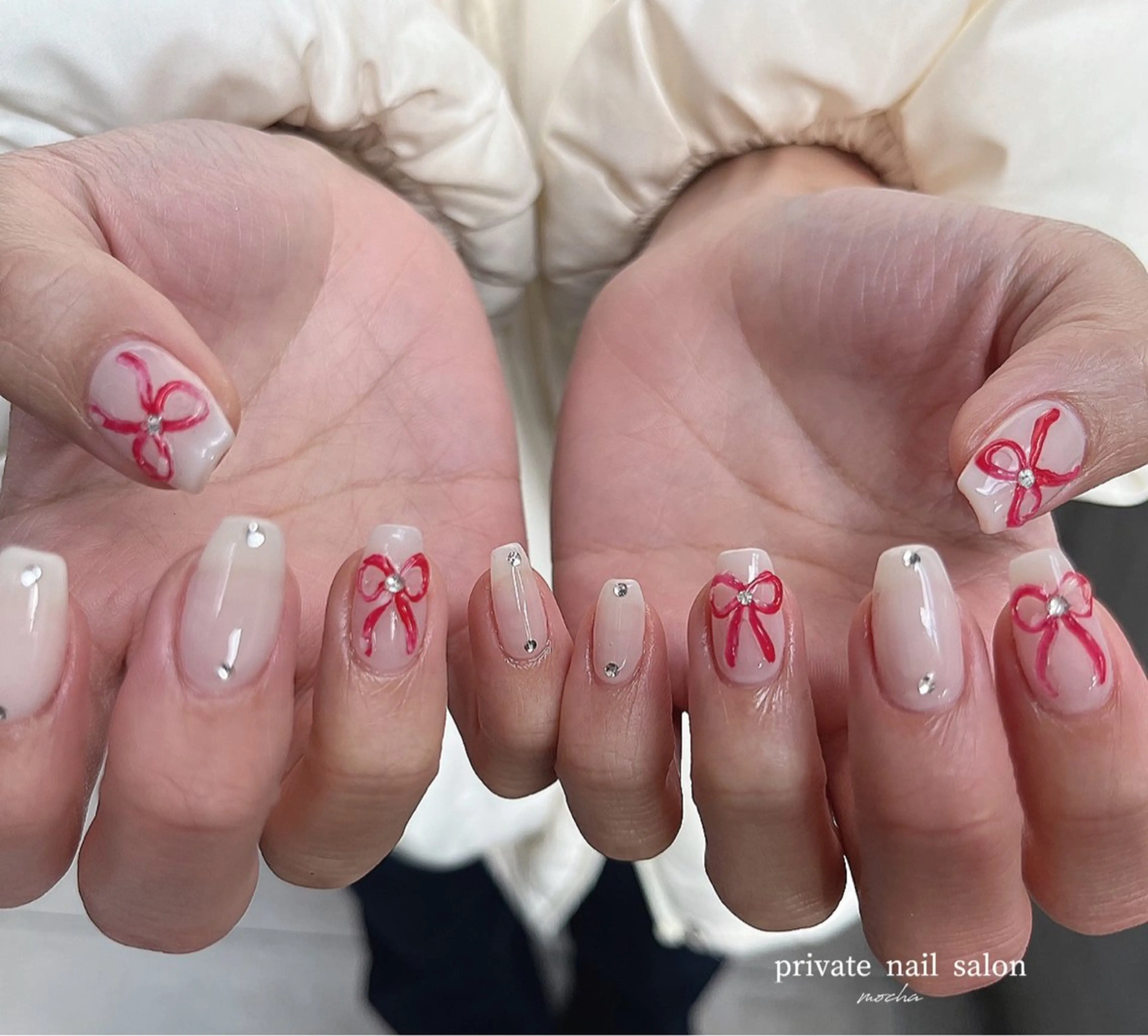 ネイル アートネイル カジュアル チークネイル フレンチネイル ジェルネイル ハンドネイル mocha nailのネイルデザイン