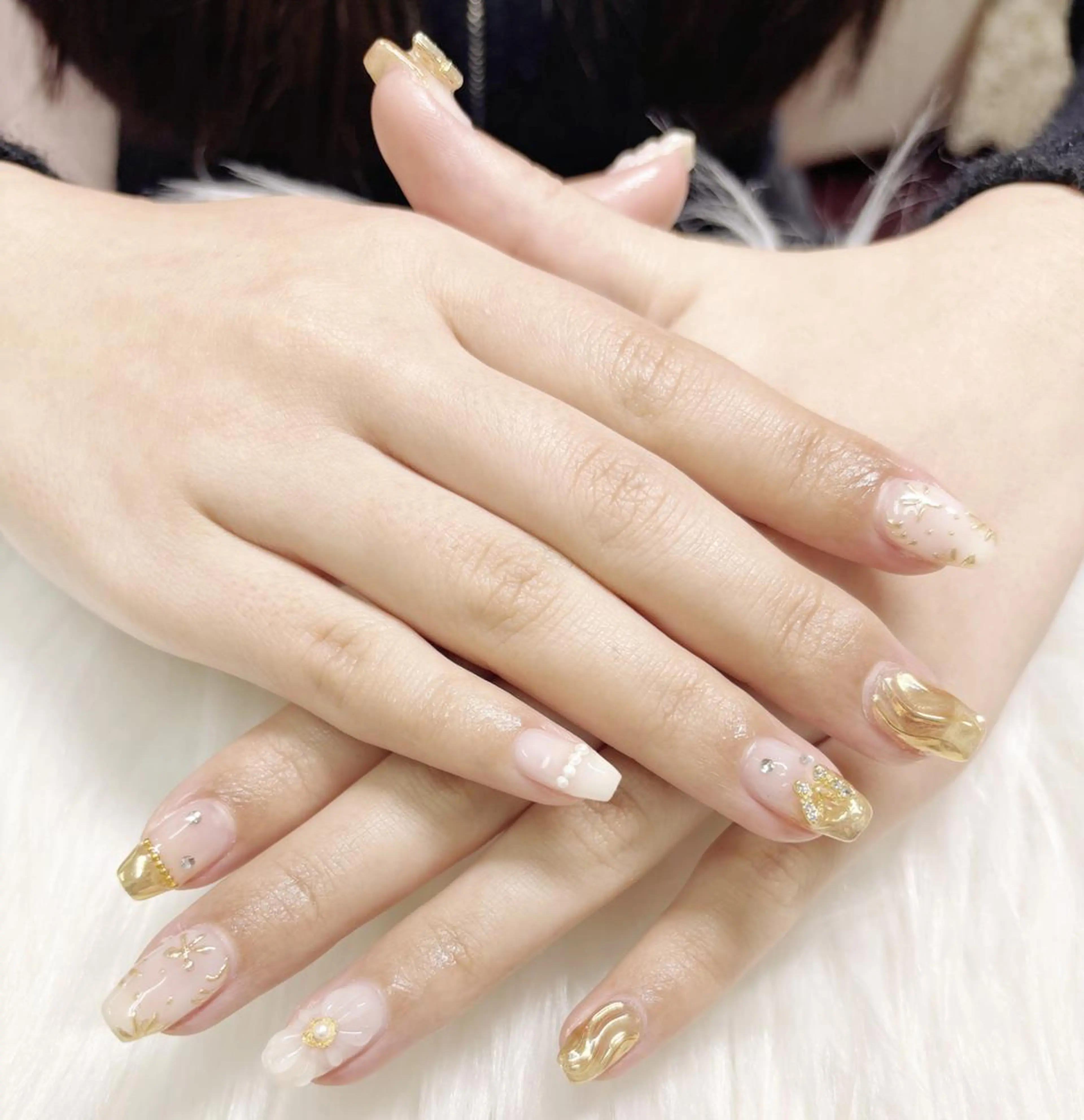 ネイル 長さ出し ジェルネイル 持ち込み パラジェル 春ネイル ハンドネイル リラネイル Aikenのネイルデザイン