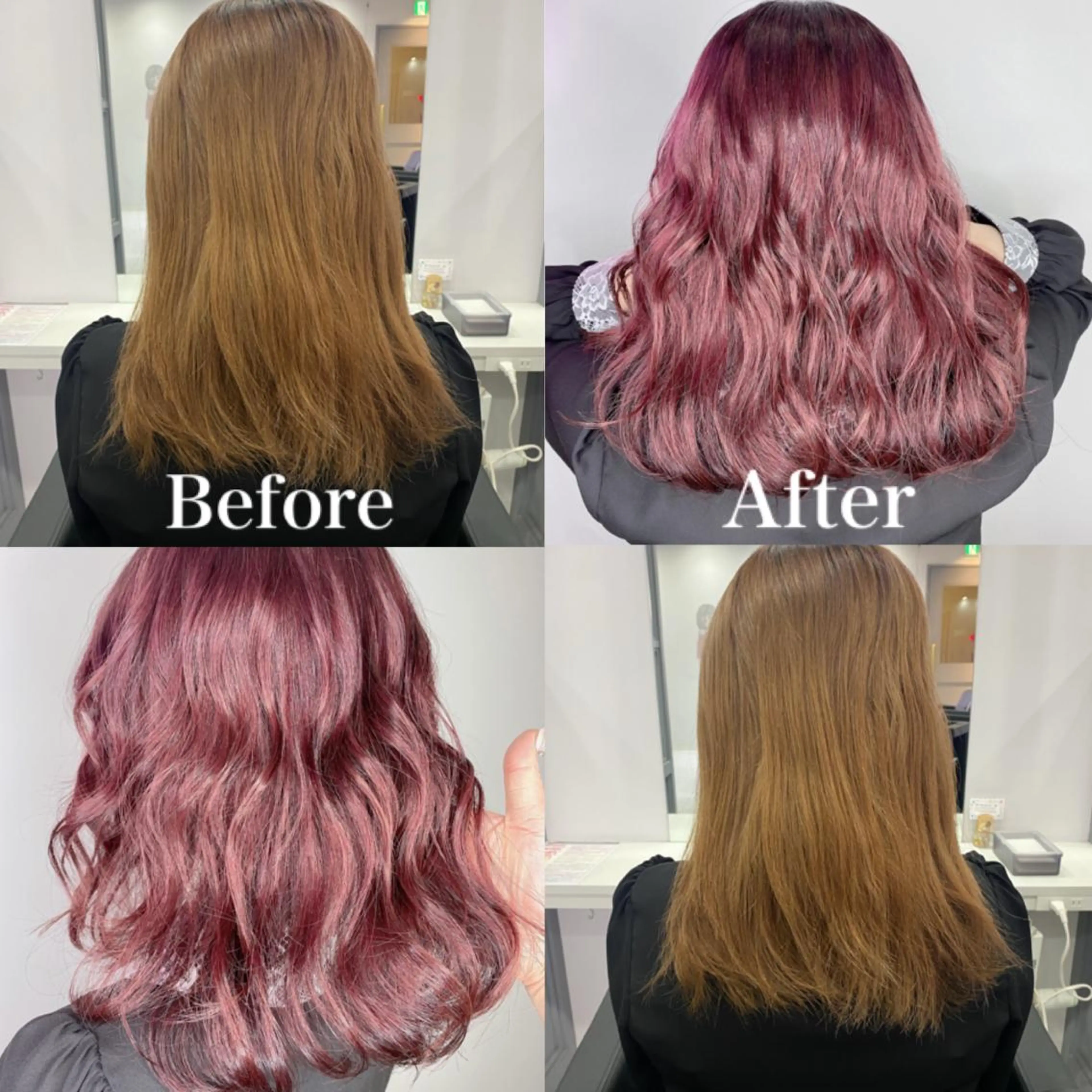 セミロング カラー ブリーチ レッドカラー カット ヘアカラー トリートメント 髪質改善×矯正🫧 韓国ヘアasamiのヘアスタイル