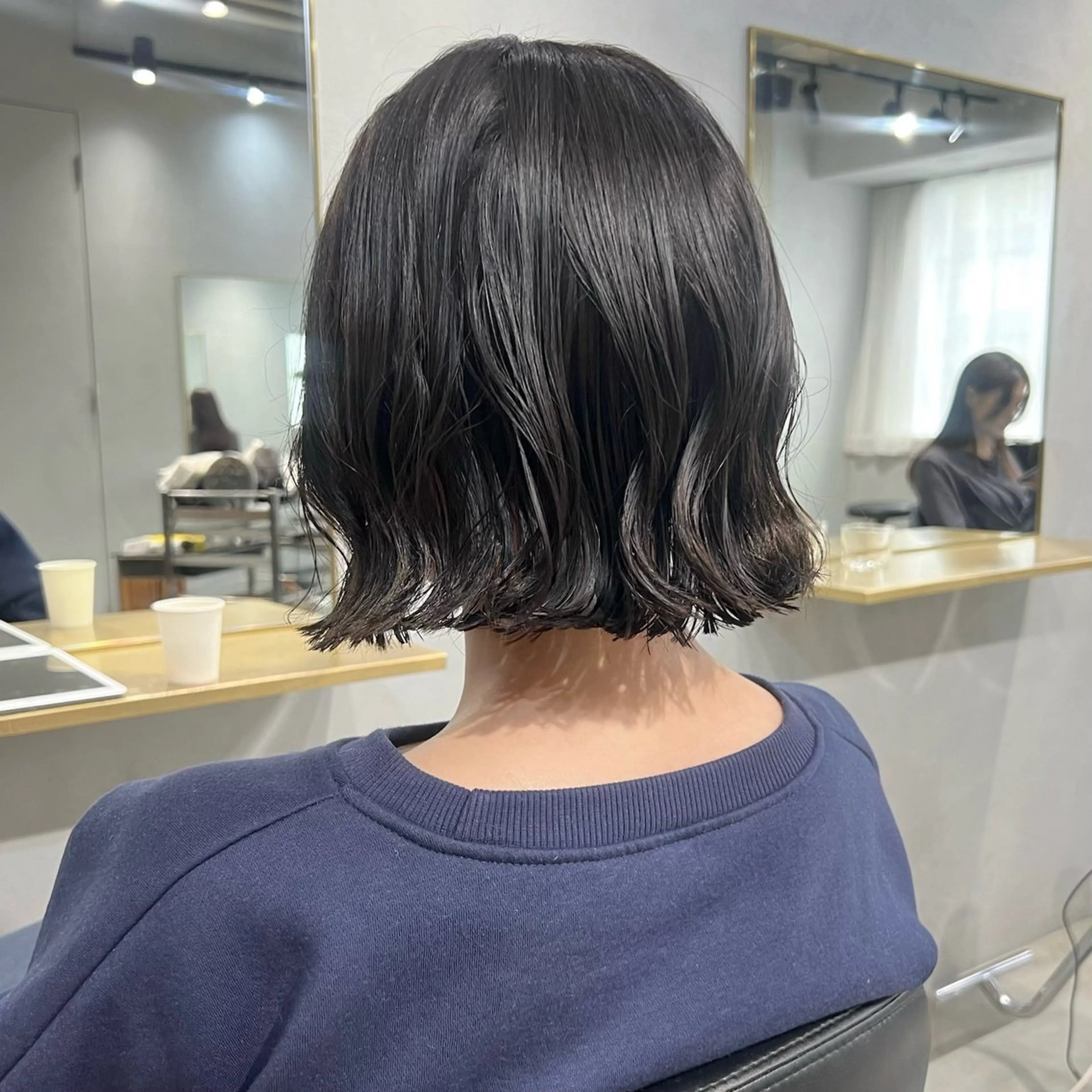 ショート カラー パーマ ボブ akane/ボブ /オリーブ/ブラウンのヘアスタイル