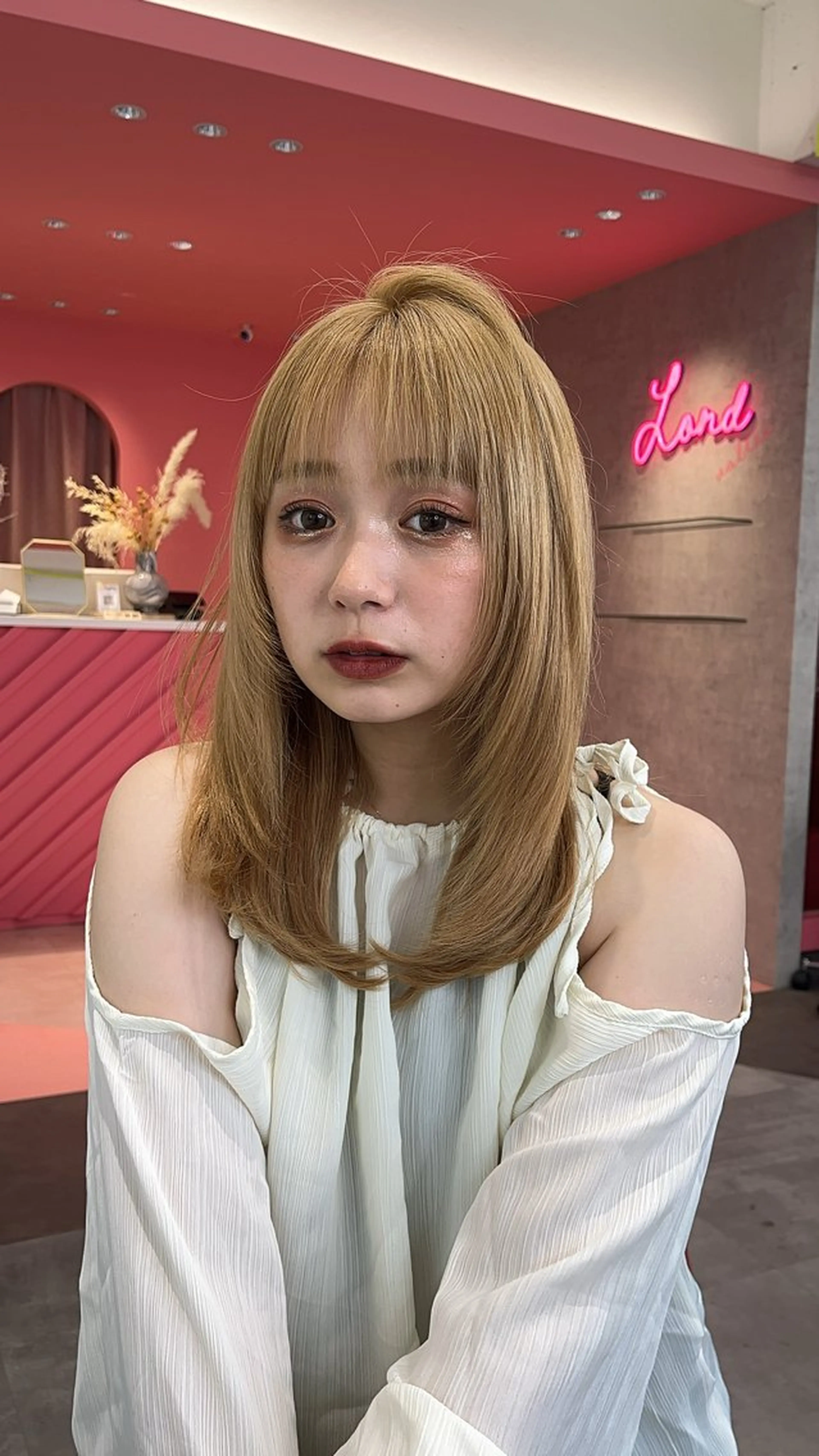 ミディアム カラー 山崎/ボブ縮毛矯正 レイヤー髪質改善のヘアスタイル