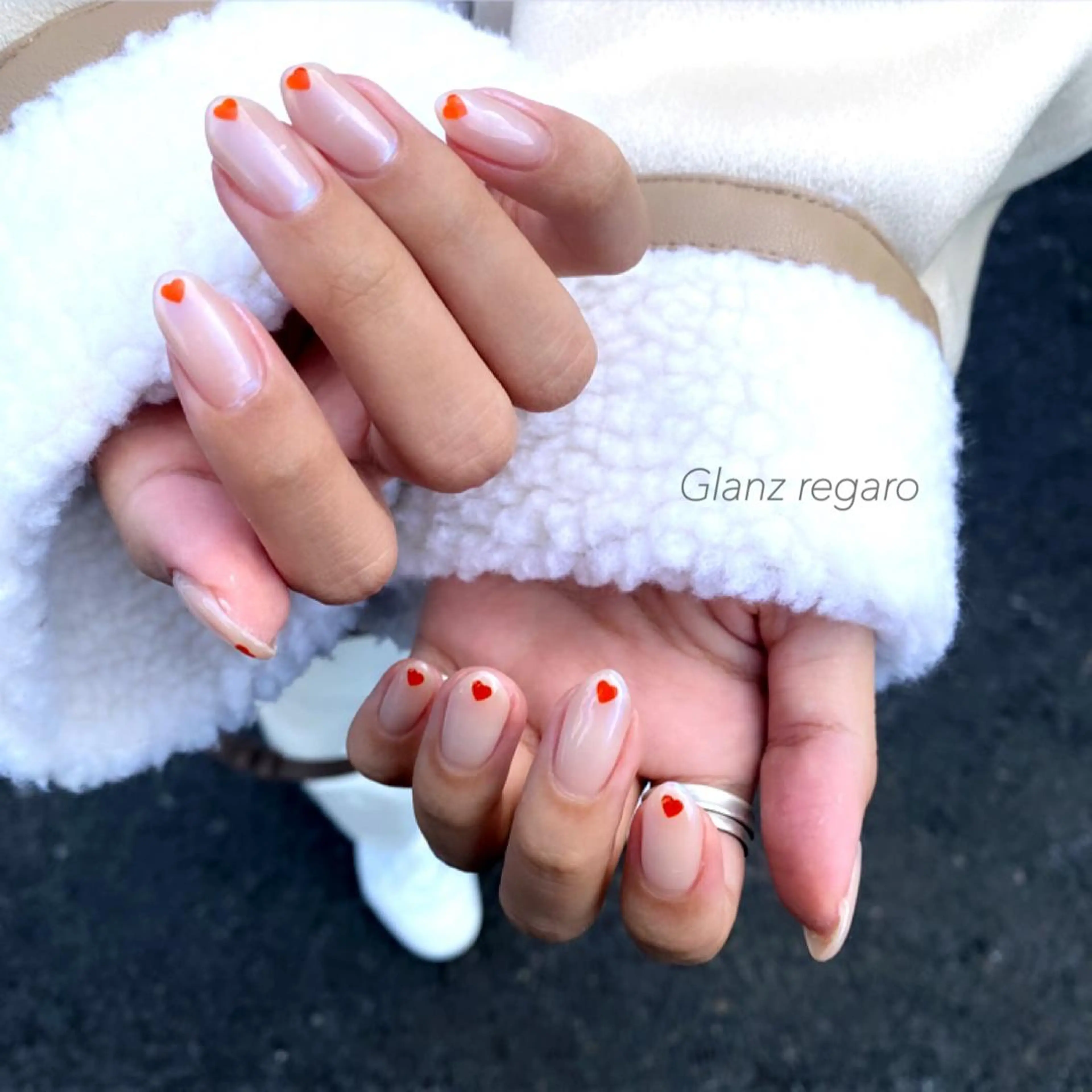 ネイル オーロラネイル ハート ハンドネイル Glanz regaro所属・Glanz regaroのネイルデザイン