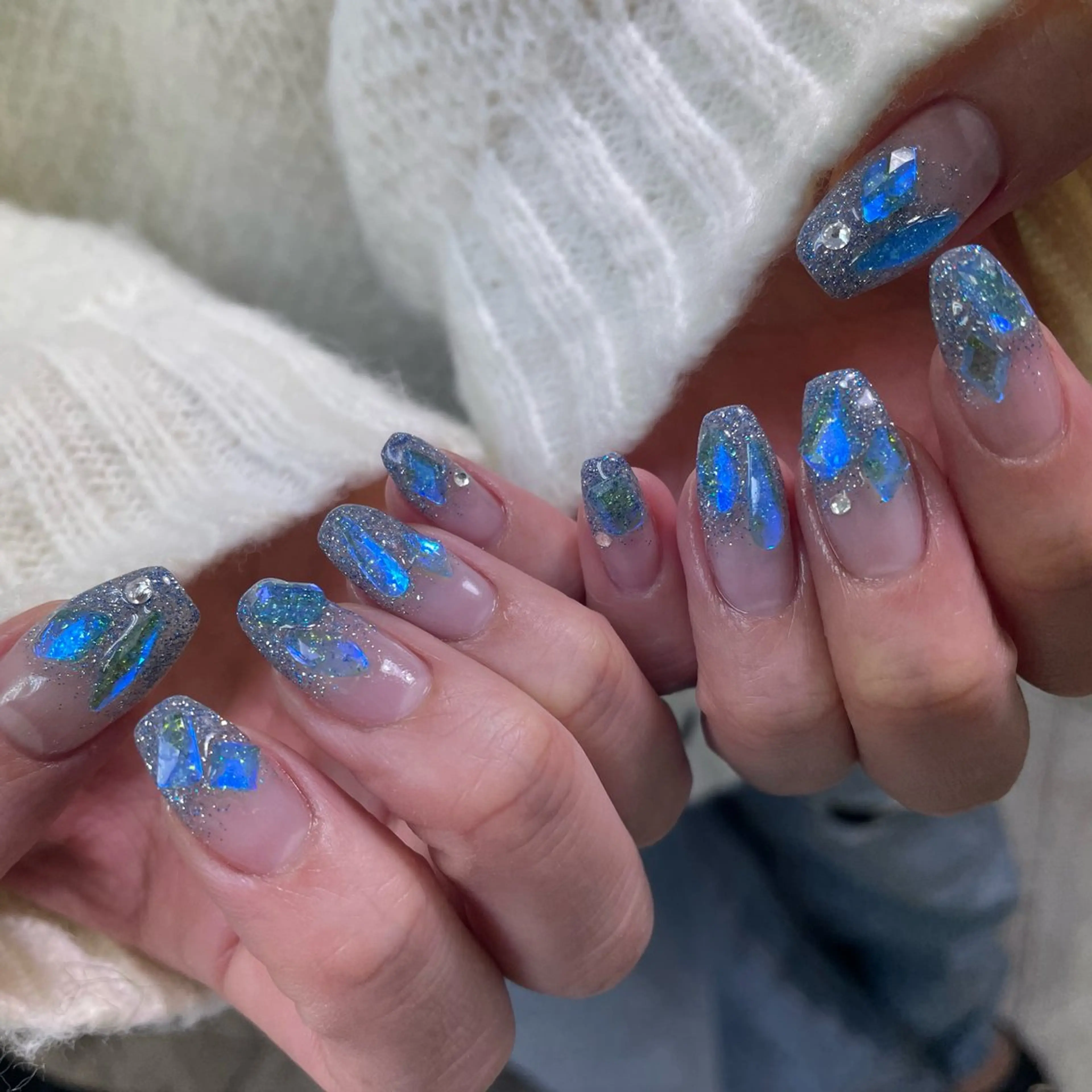 ネイル グラデーション ラメ(グリッター) ラメグラデーション ワンホンネイル ハンドネイル hazuki / Salon Biのネイルデザイン