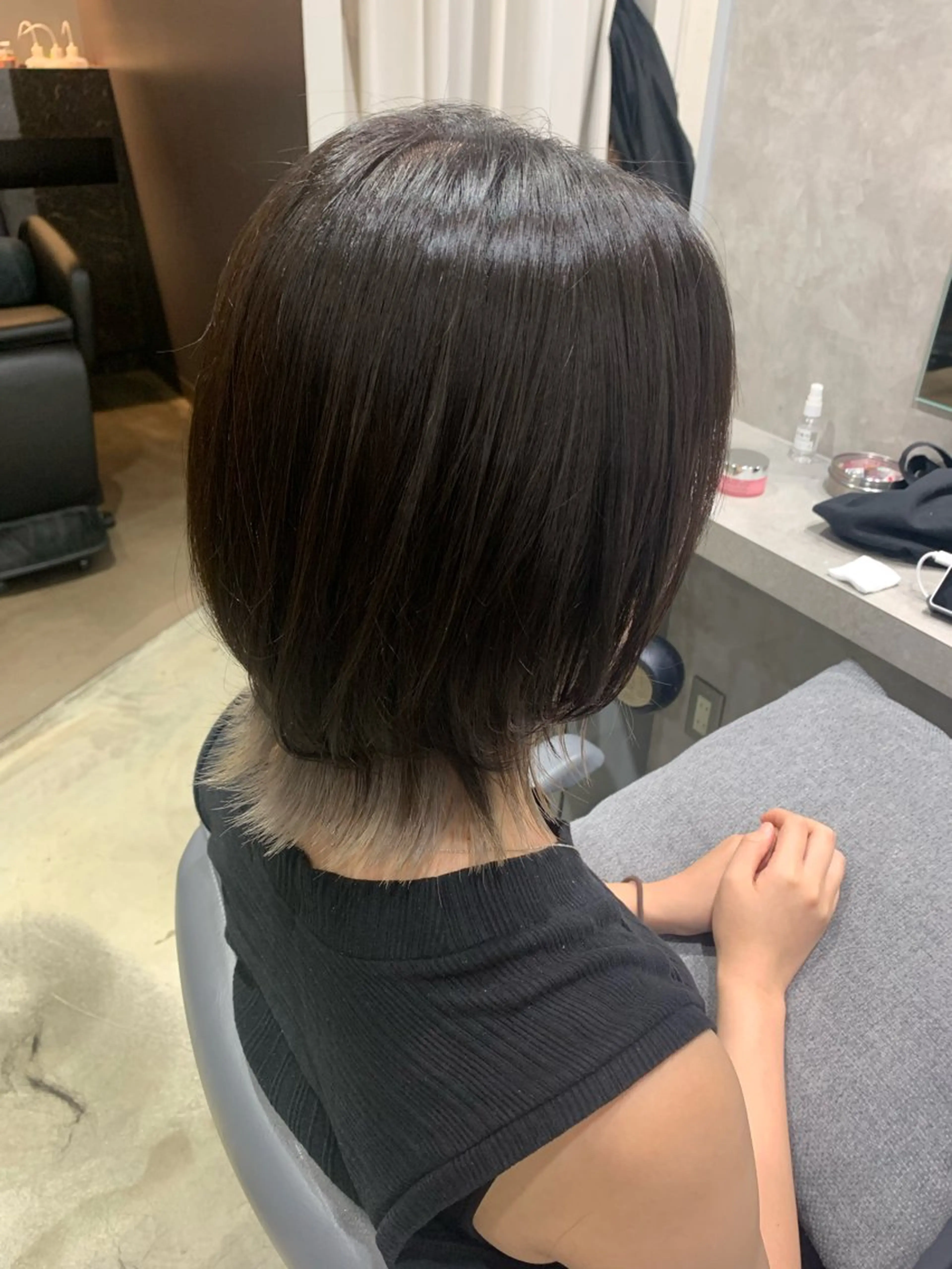 ミディアム カラー ヘアアレンジ インナーカラー ウルフカット カット ヘアカラー トリートメント ハッシュカット/韓国 レイヤー/Unaのヘアスタイル
