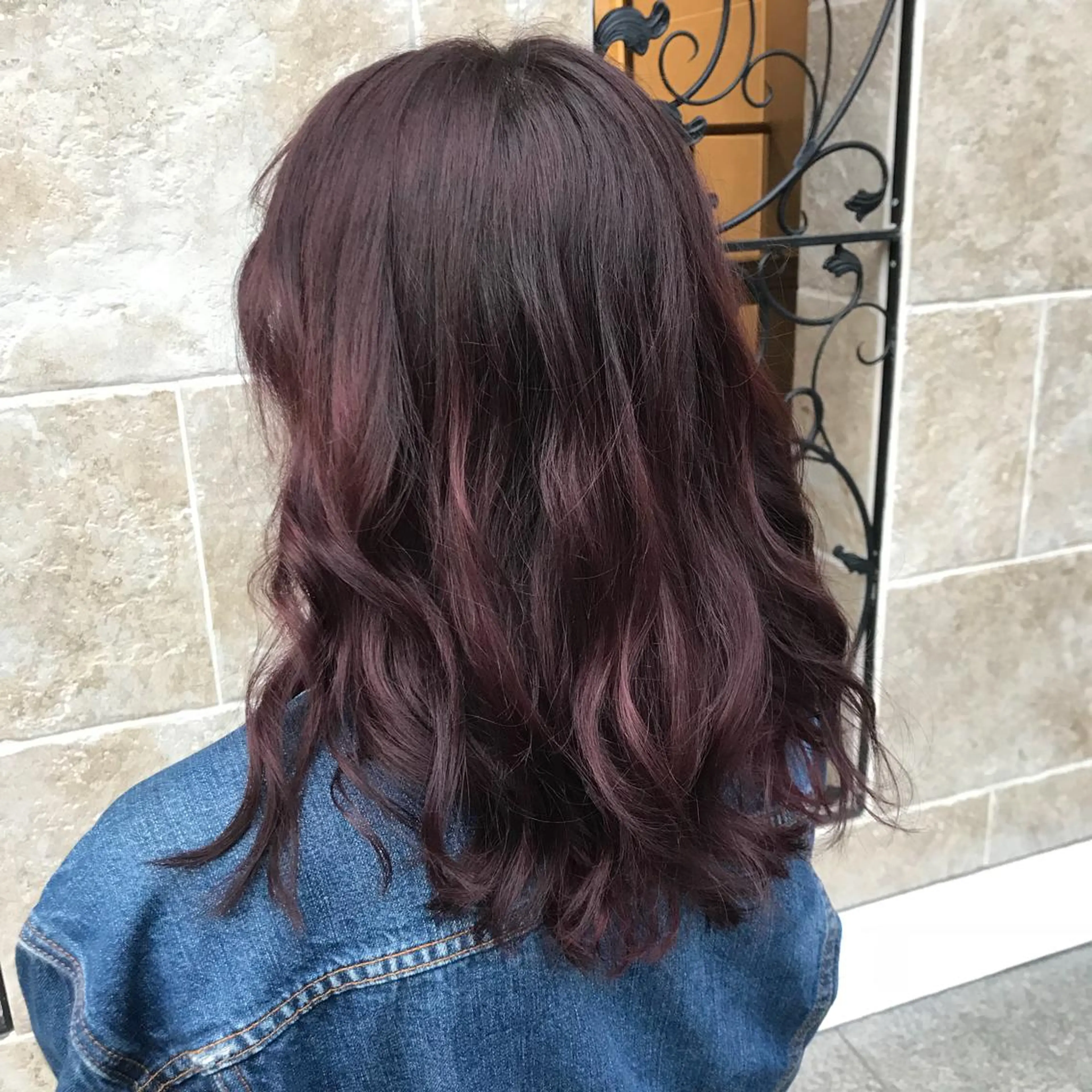 セミロング カラー ブリーチ ピンクカラー ピンクパープル パープルカラー 平尾 拓也のヘアスタイル