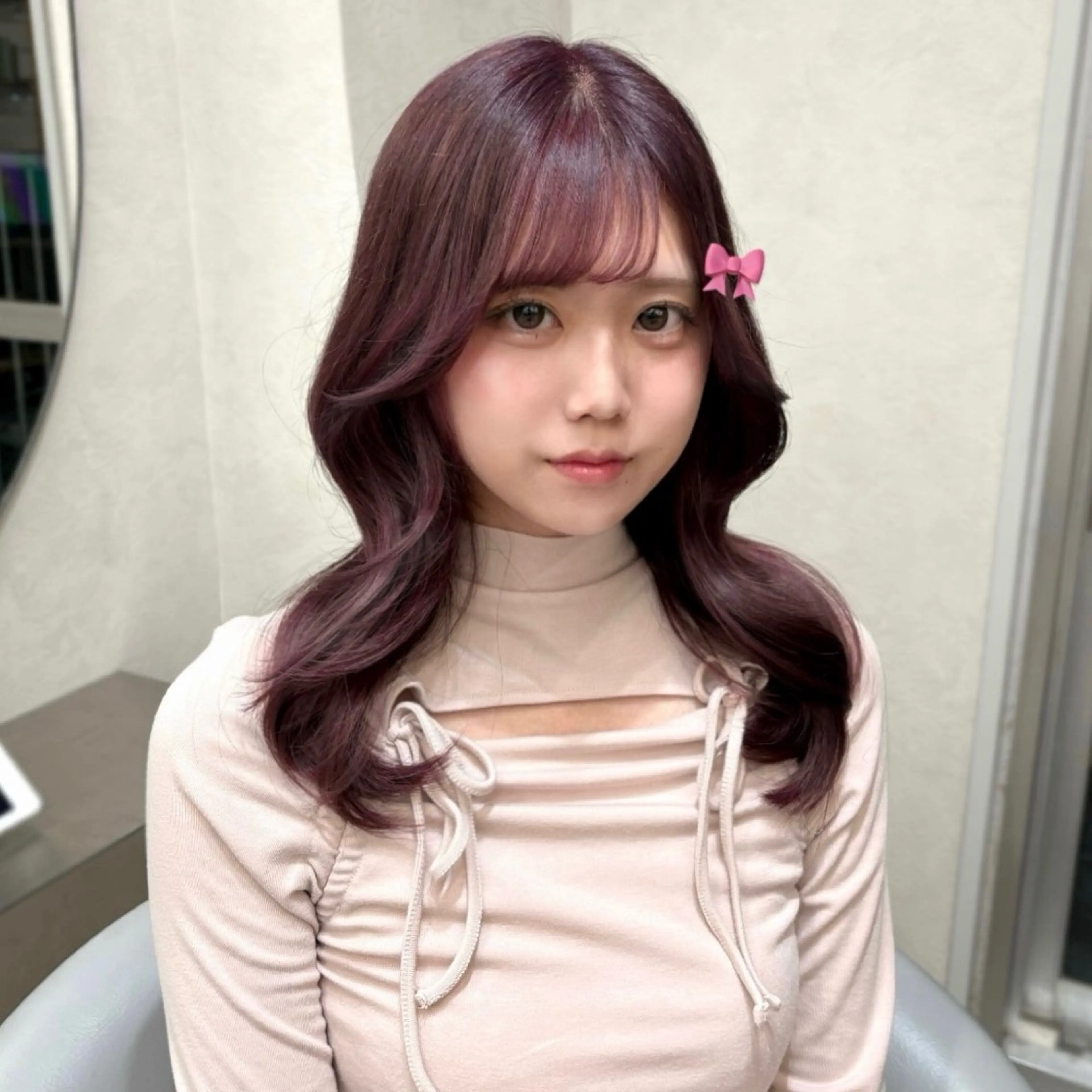 セミロング カラー ブリーチ 透明感カラー ラベンダーカラー ラベンダーピンク ピンクカラー ヘアカラー 💘Rei💘新宿/ アレンジ/艶カラーのヘアスタイル