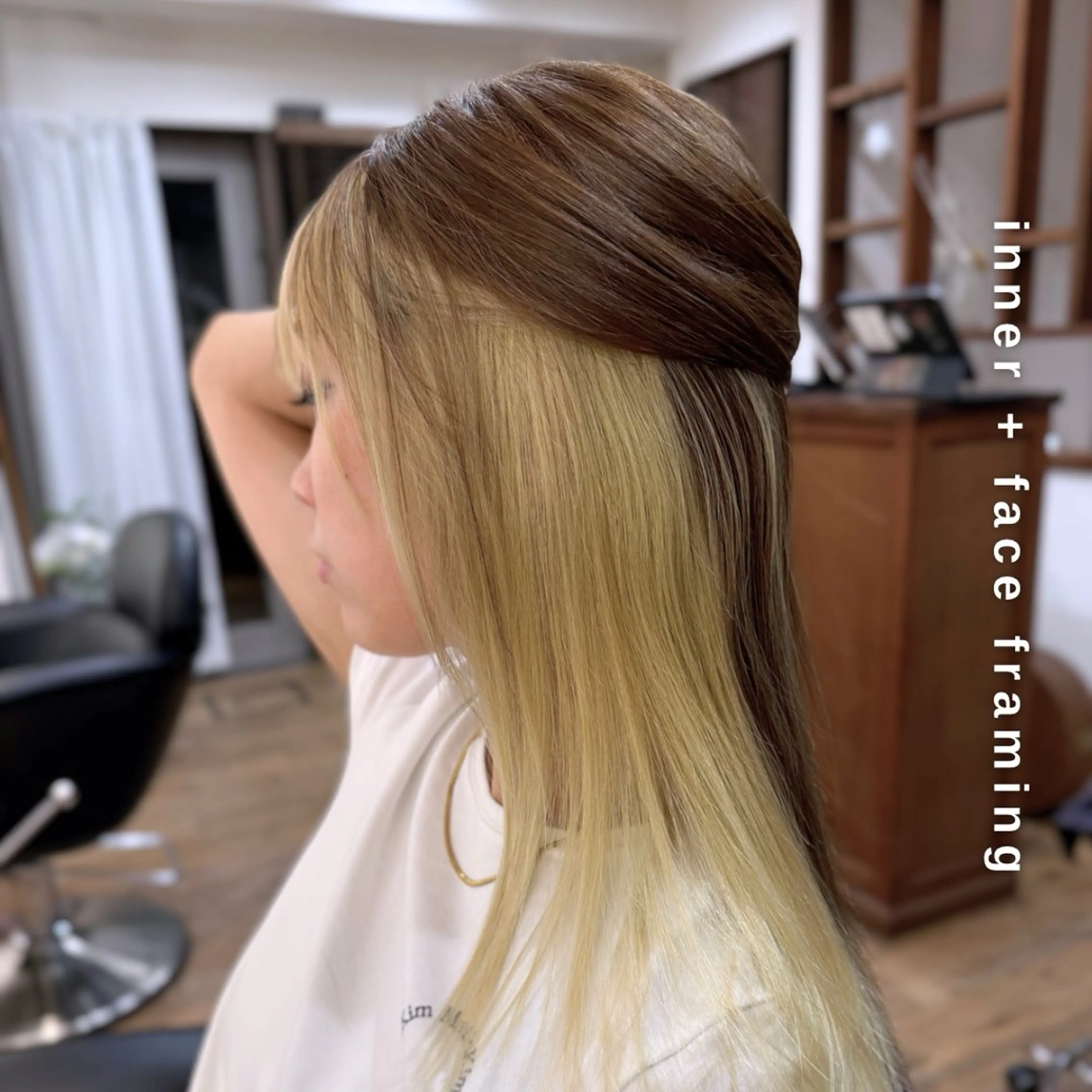 ロング カラー ミストバング  フェイスフレーミング ハイライトカラー 顔周りカット ハイライト ヘアカラー トリートメント ヘアセット Hair&Make newer所属・しんのすけ /カラーモデル募集のヘアスタイル