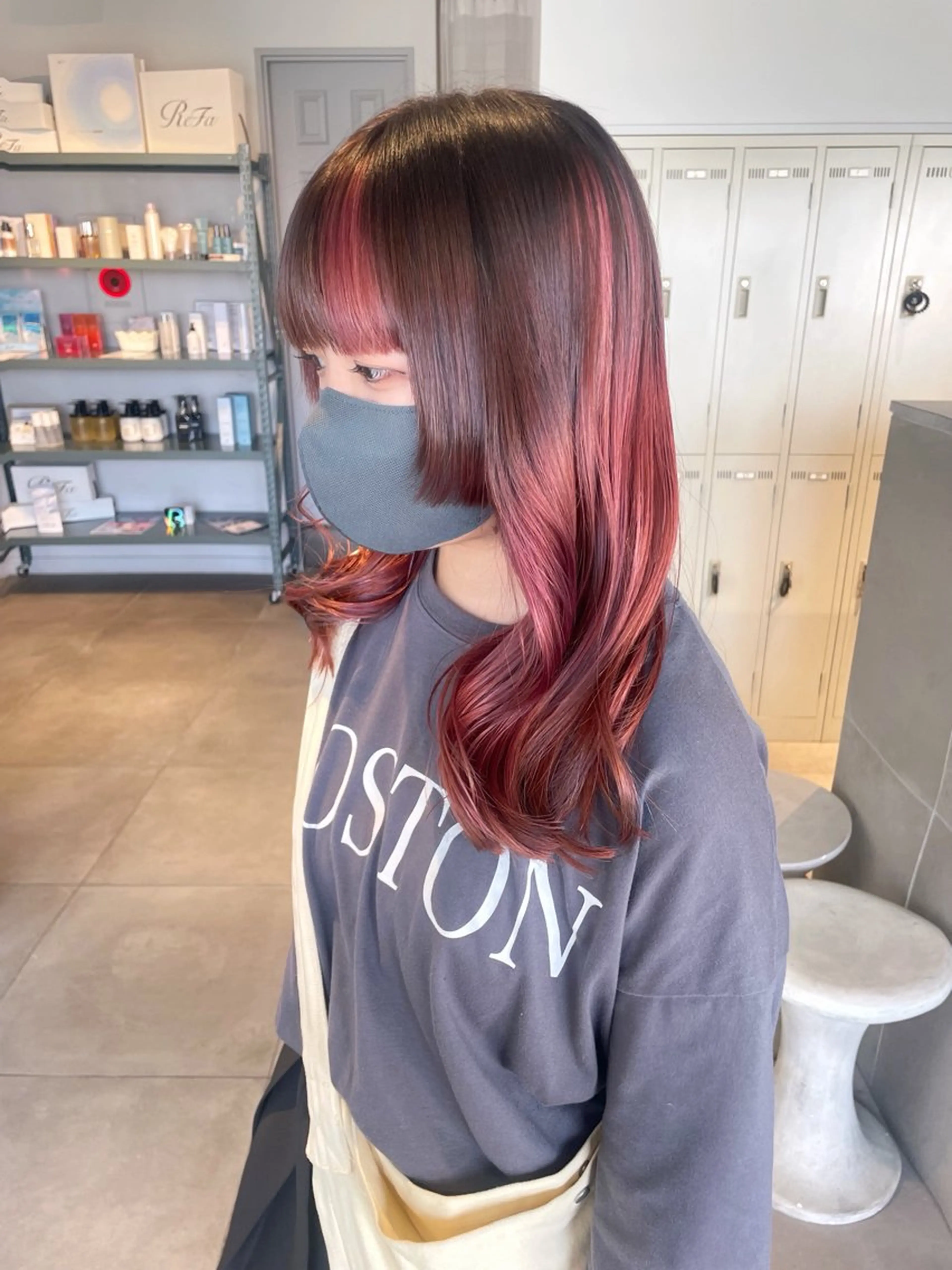 セミロング カラー デザインカラー カット ヘアカラー トリートメント レイヤー/髪質改善カ ラ-🤍津田奈々美‎のヘアスタイル