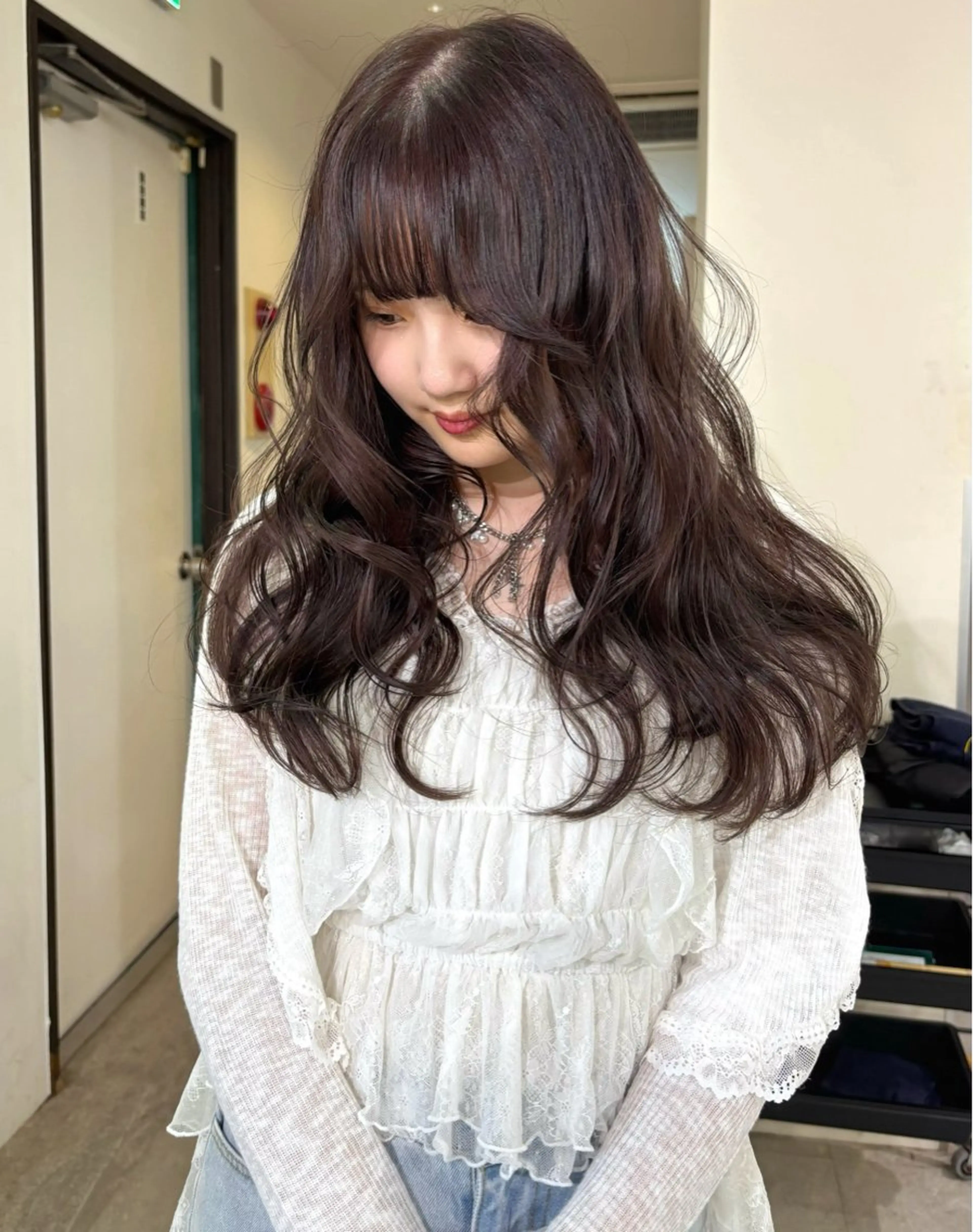 ロング カラー ブリーチ ダブルカラー ブリーチなしカラー カット ヘアカラー mizuki/ピンク ベージュ.レイヤーのヘアスタイル