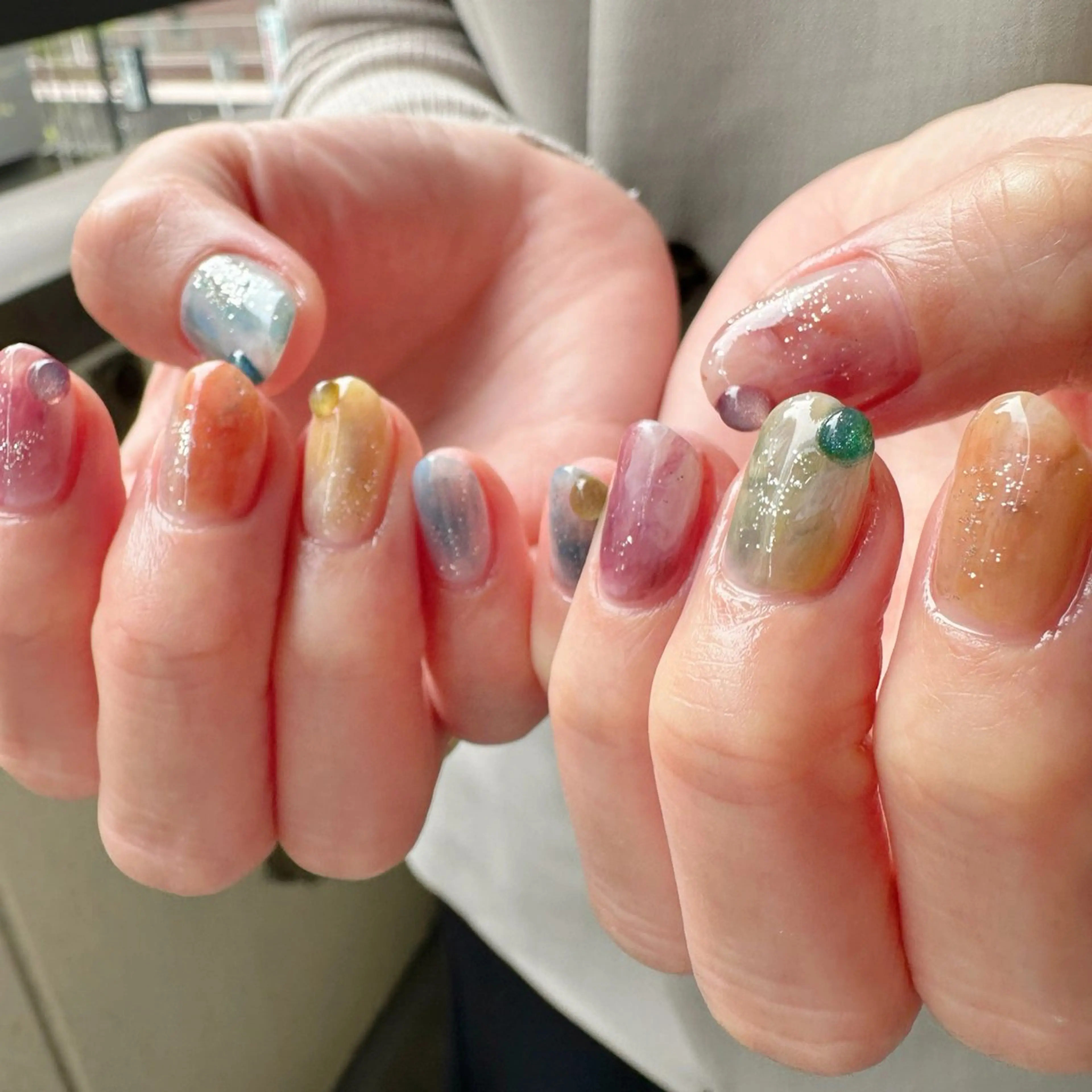 ネイル アートネイル ジェルネイル 氷ネイル・うるうるネイル 韓国ネイル 大理石ネイル(マーブル) 🪞KAPE NAIL 🪞のネイルデザイン