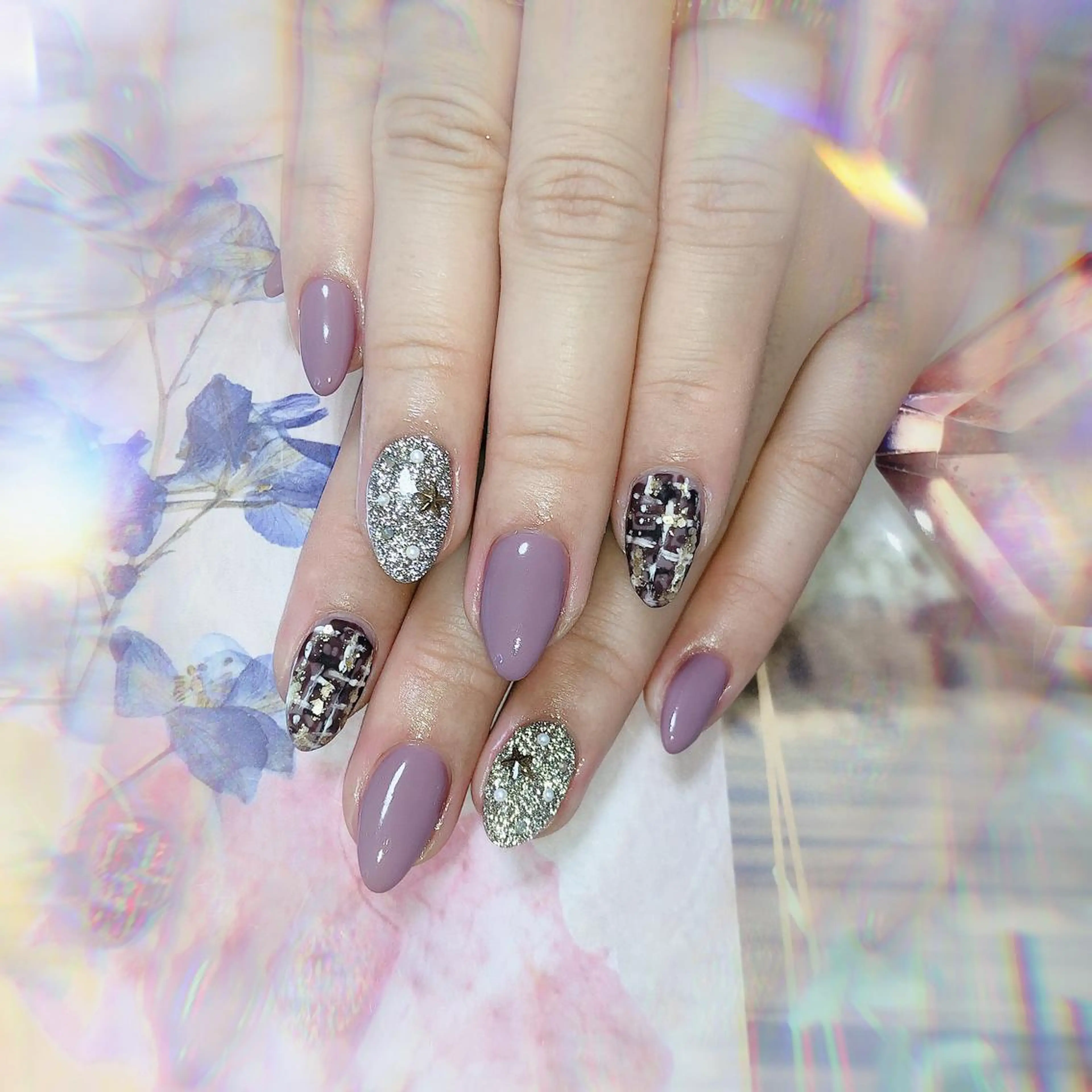 ミディアム ネイル ハンドネイル ハンドケア 💎ビューティサロン 湘南　RIRAN💎のネイルデザイン