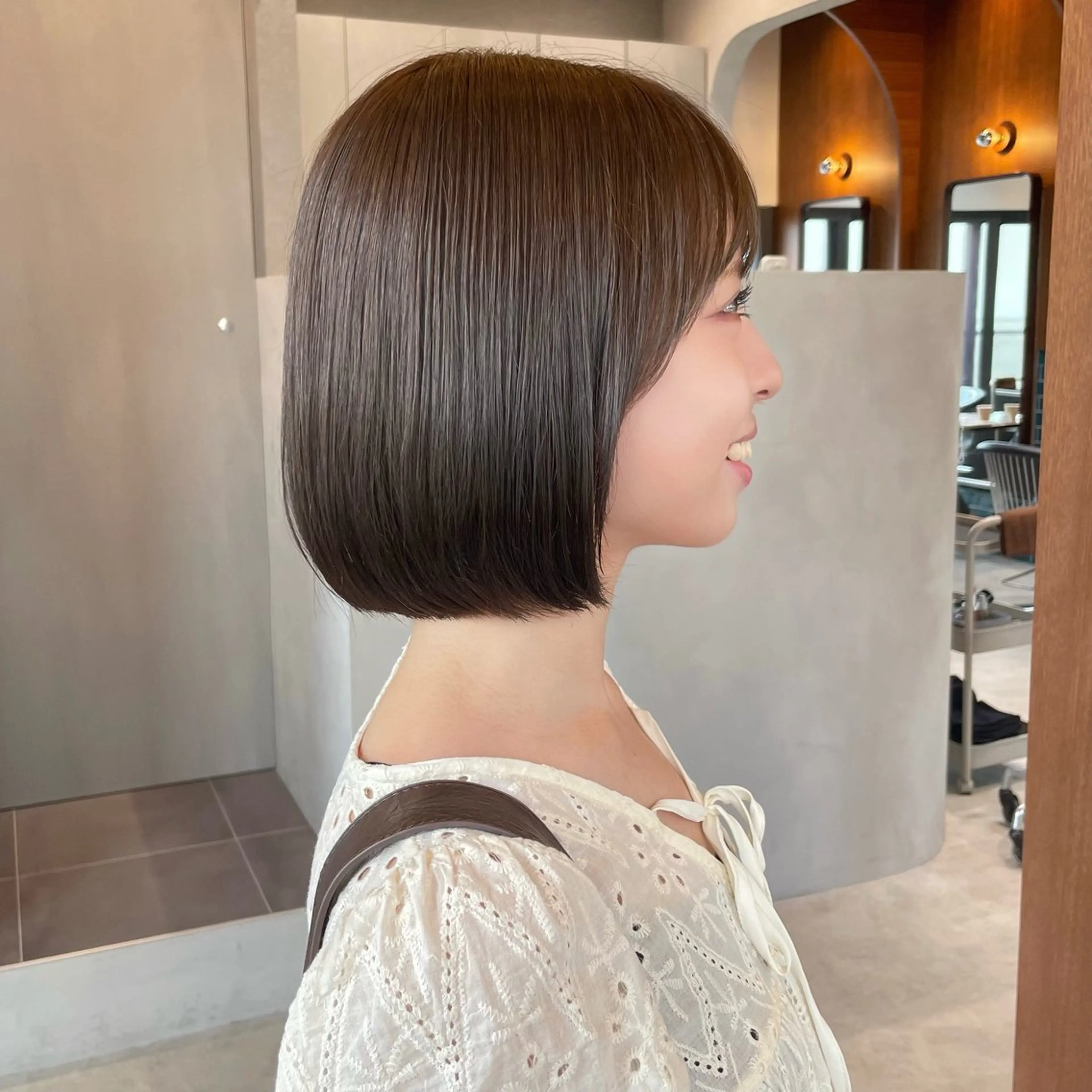 ショート カラー 透明感カラー 縮毛矯正 トリートメント カット ヘアカラー 縮毛矯正 トリートメント ボブ/縮毛矯正/ 韓国♡Natsukiのヘアスタイル