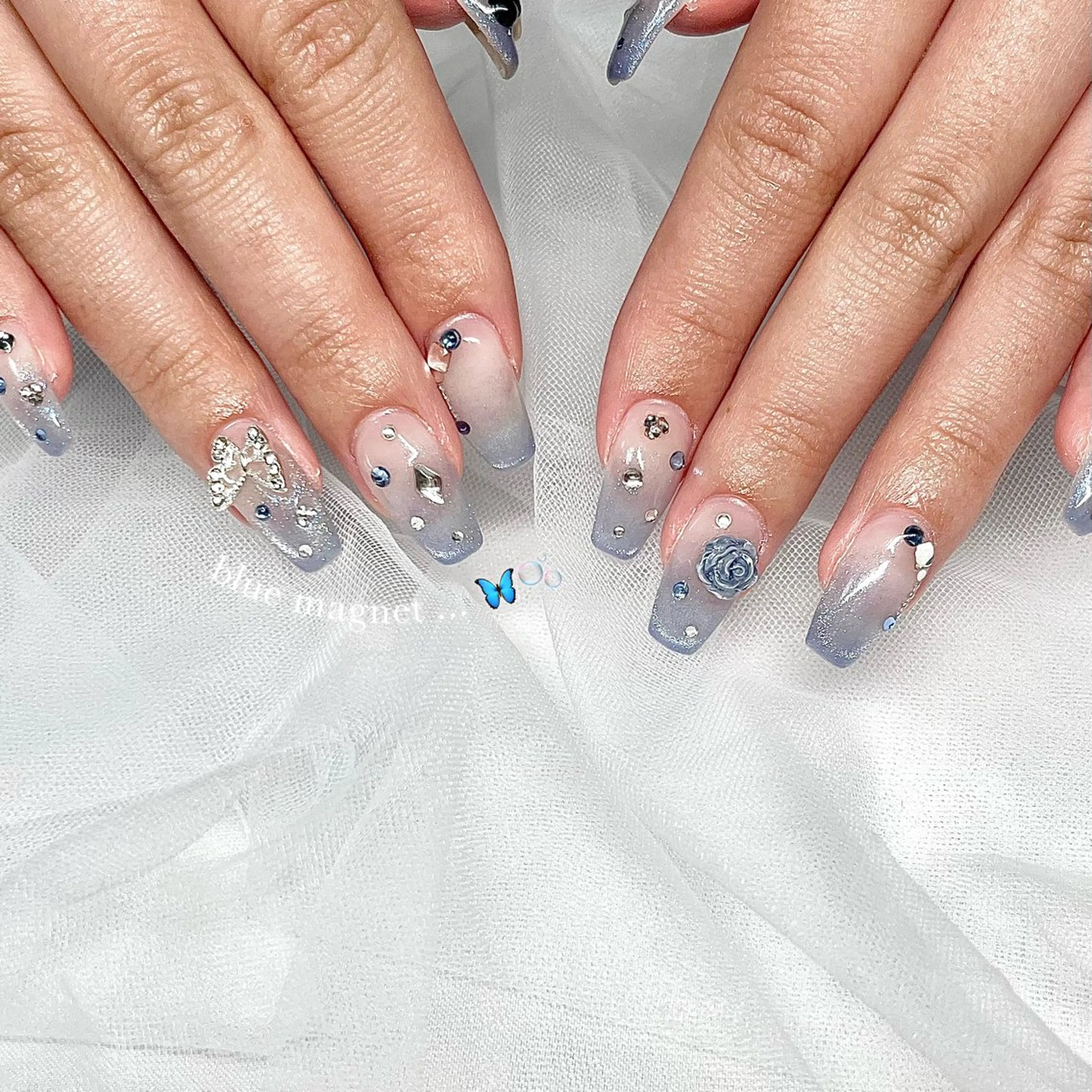 ネイル 長さ出し フラッシュネイル ジェルネイル マグネットネイル 持ち込み ハンドネイル 🌷Gemini nami🌷のネイルデザイン