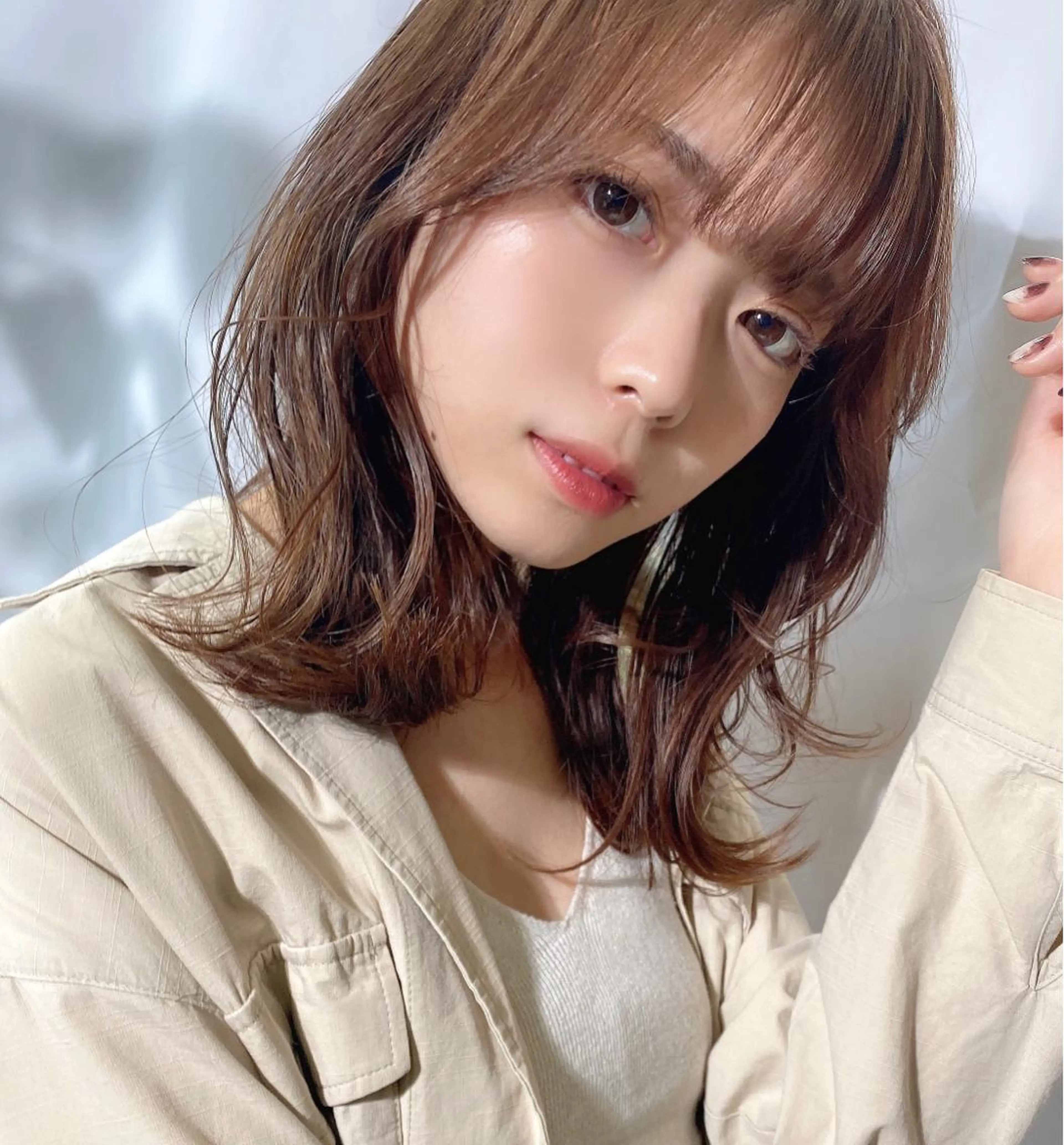 ミディアム カット ヘアカラー トリートメント 🧡くびれヘア/前髪 顔周り🧡久原結衣のヘアスタイル